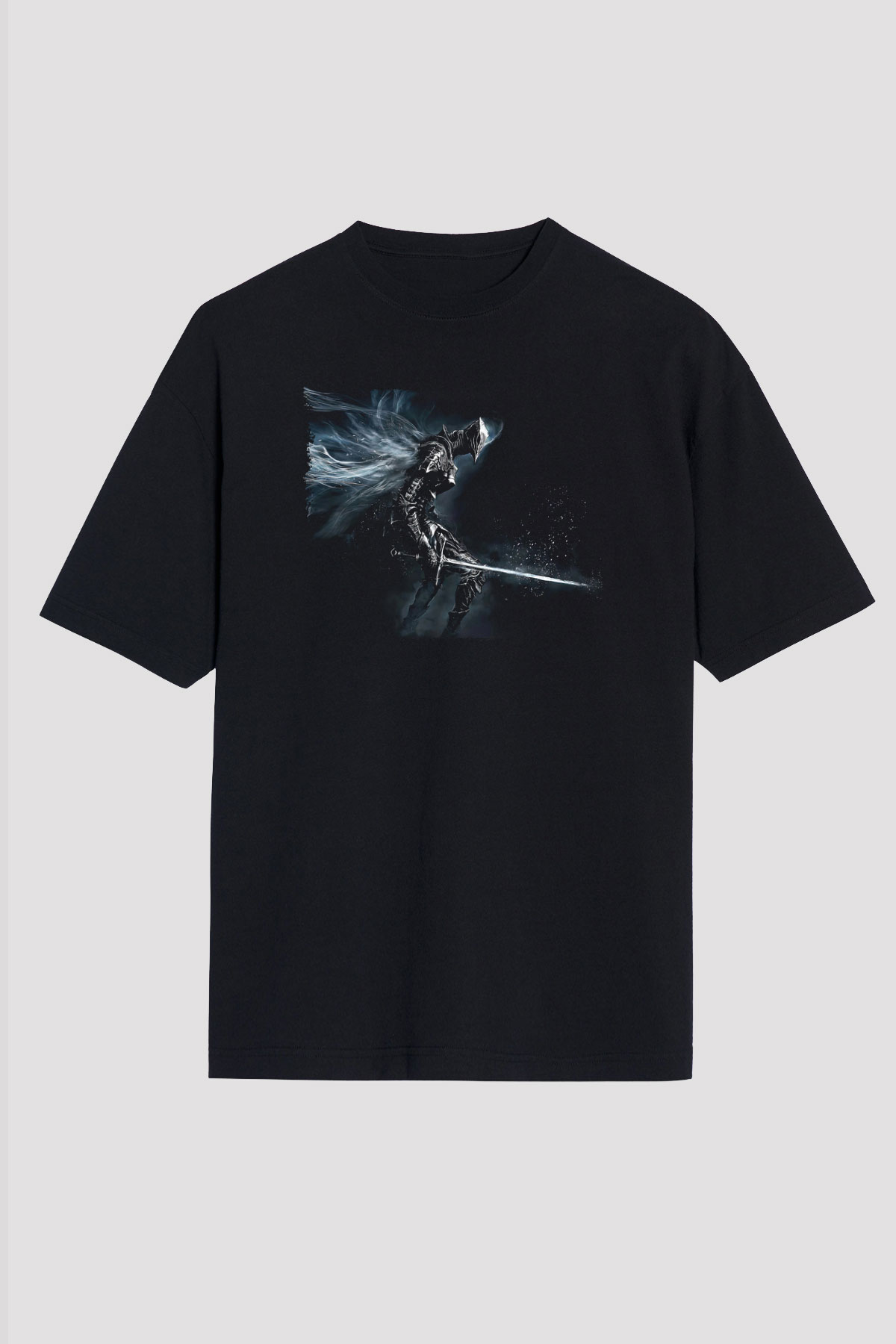 Dark Souls Baskılı Unisex Siyah Oversize Tişört - Tshirt