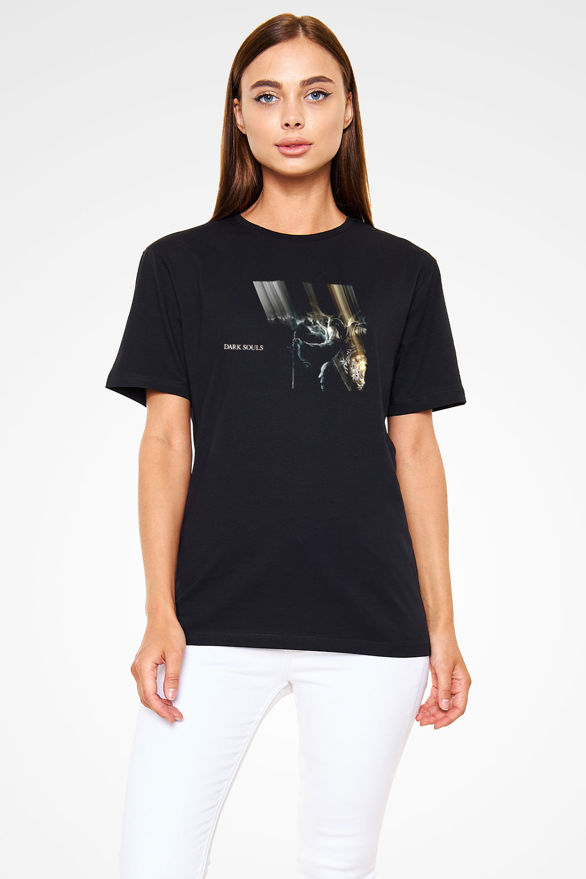 Dark Souls Baskılı Unisex Siyah Tişört - Tshirt