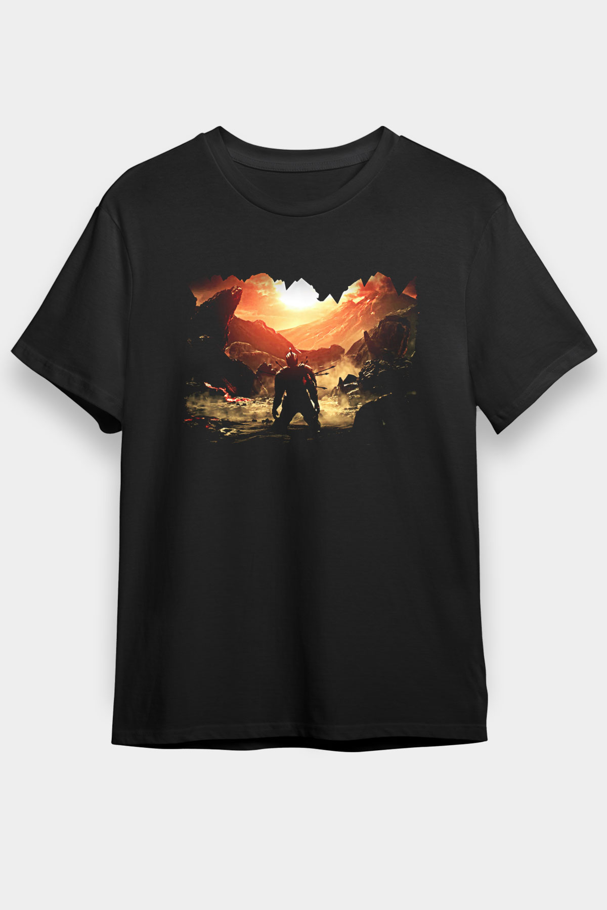 Dark Souls Baskılı Unisex Siyah Tişört - Tshirt