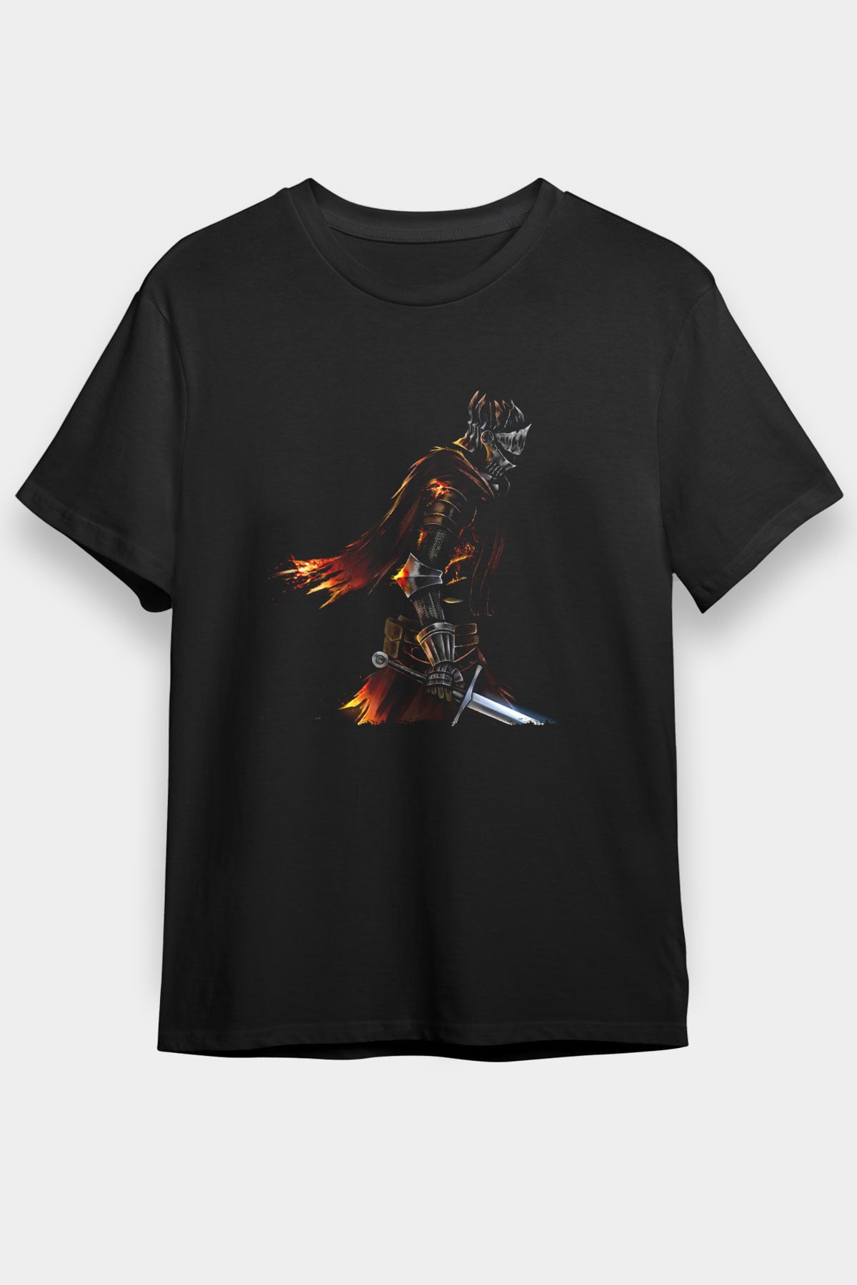 Dark Souls Baskılı Unisex Siyah Tişört - Tshirt
