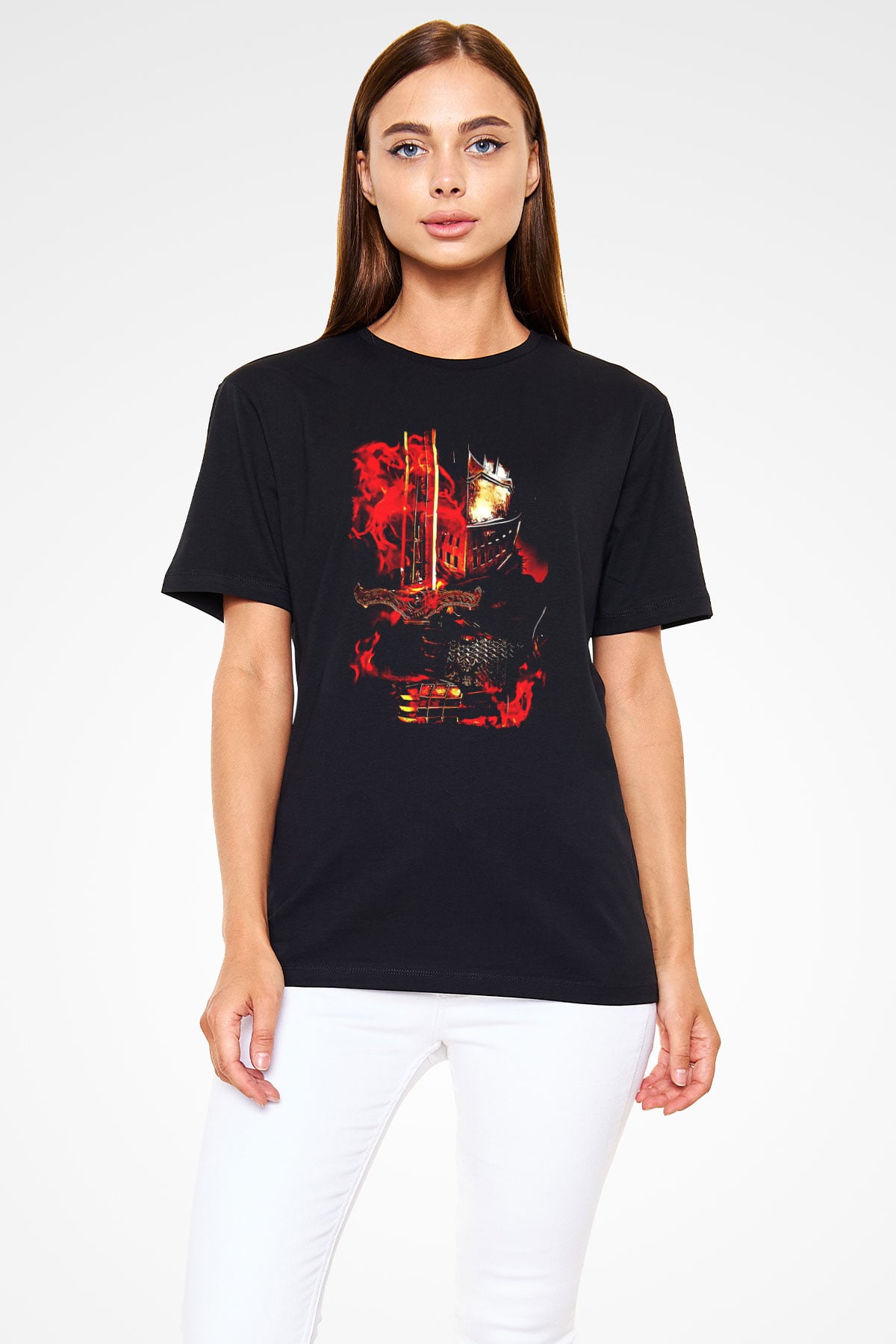 Dark Souls Baskılı Unisex Siyah Tişört - Tshirt