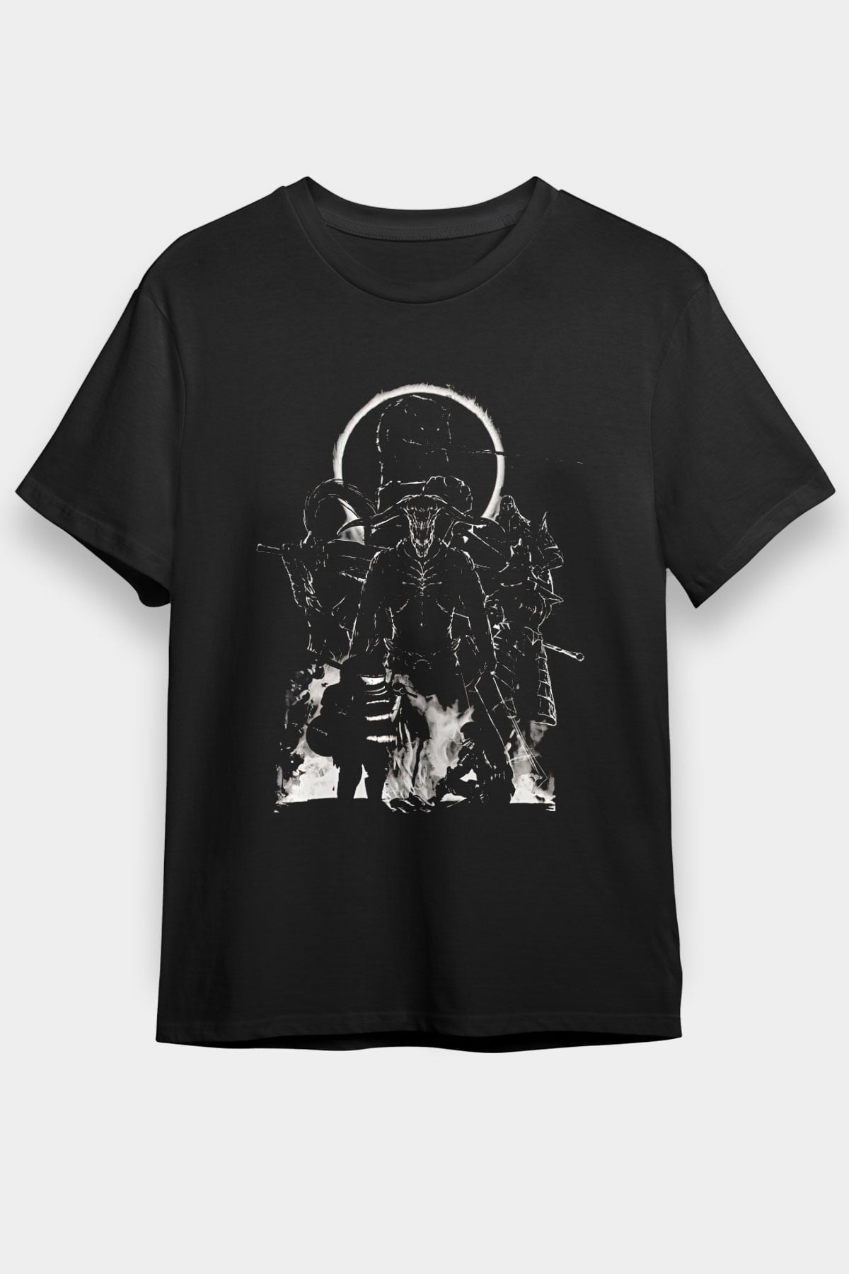 Dark Souls Baskılı Unisex Siyah Tişört - Tshirt