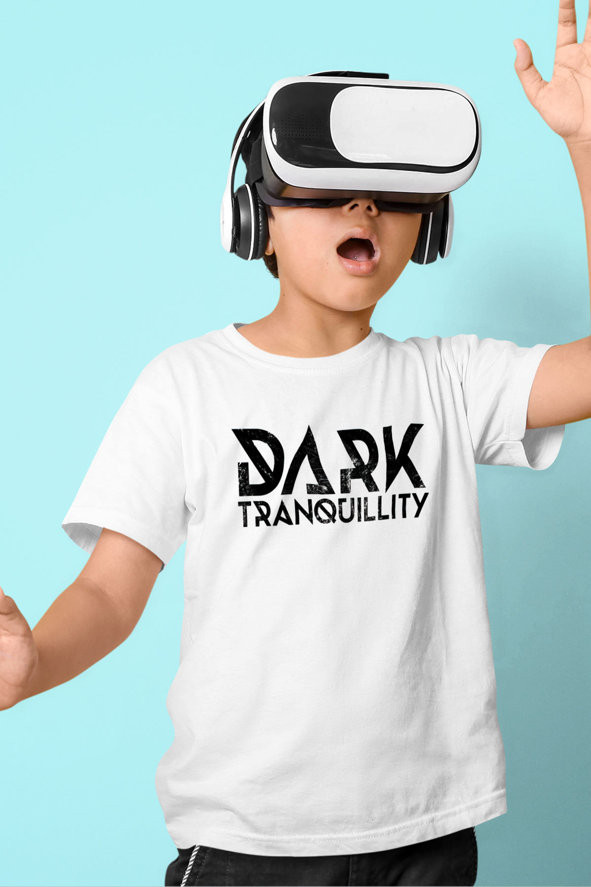 Dark Tranquillity Baskılı Beyaz Unisex Çocuk Tişört