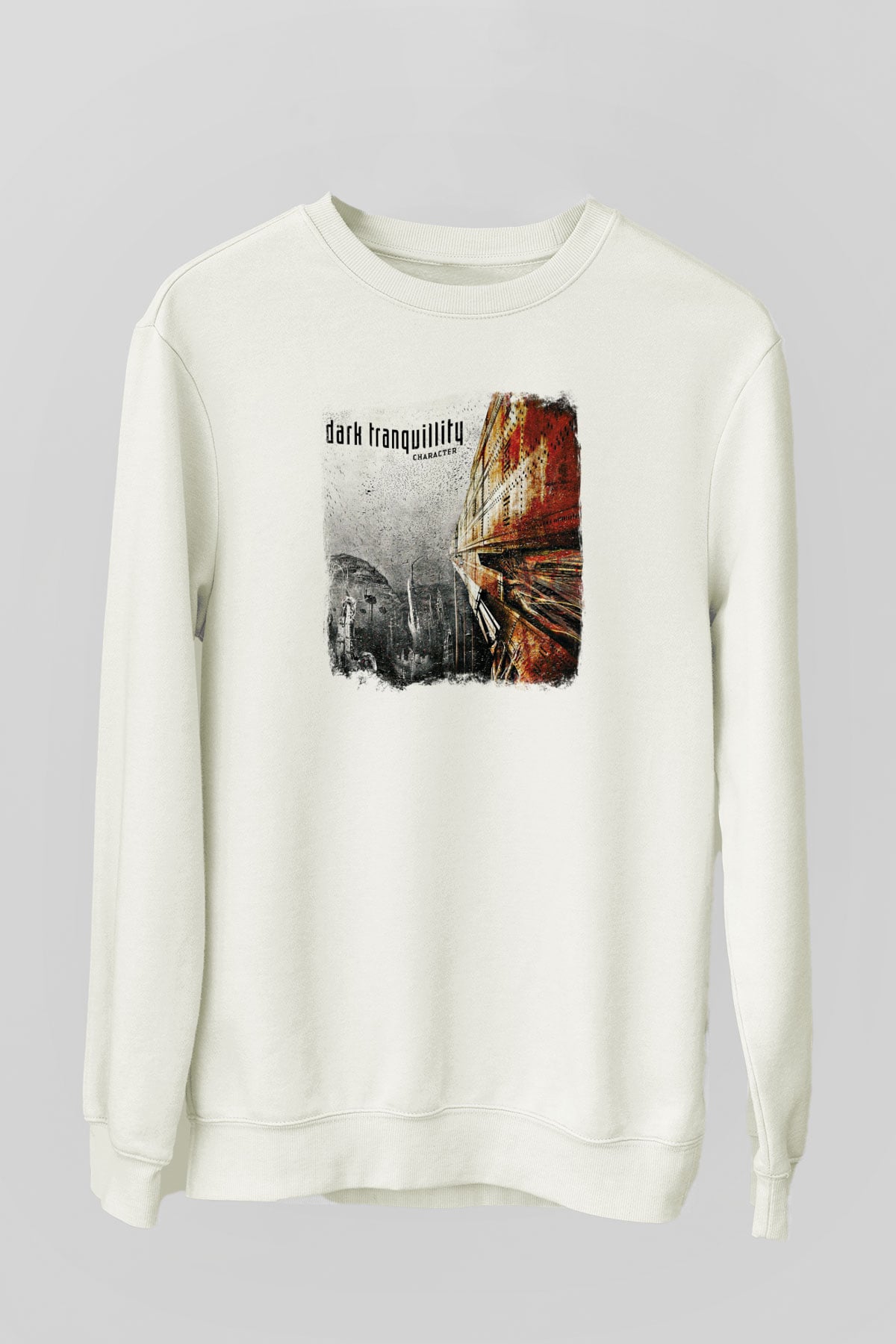 Dark Tranquillity Baskılı Unisex Beyaz Sweatshirt