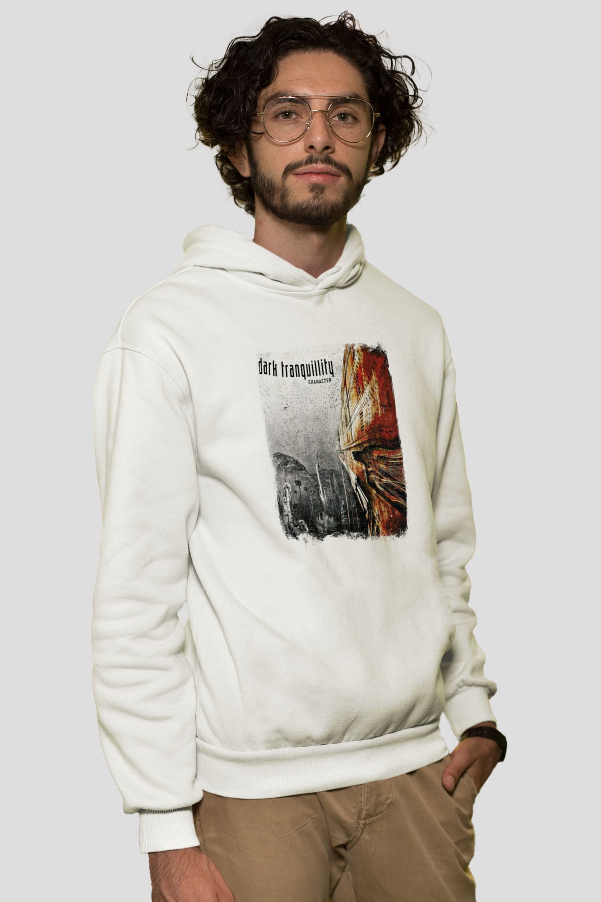 Dark Tranquillity Baskılı Unisex Beyaz Hoodie