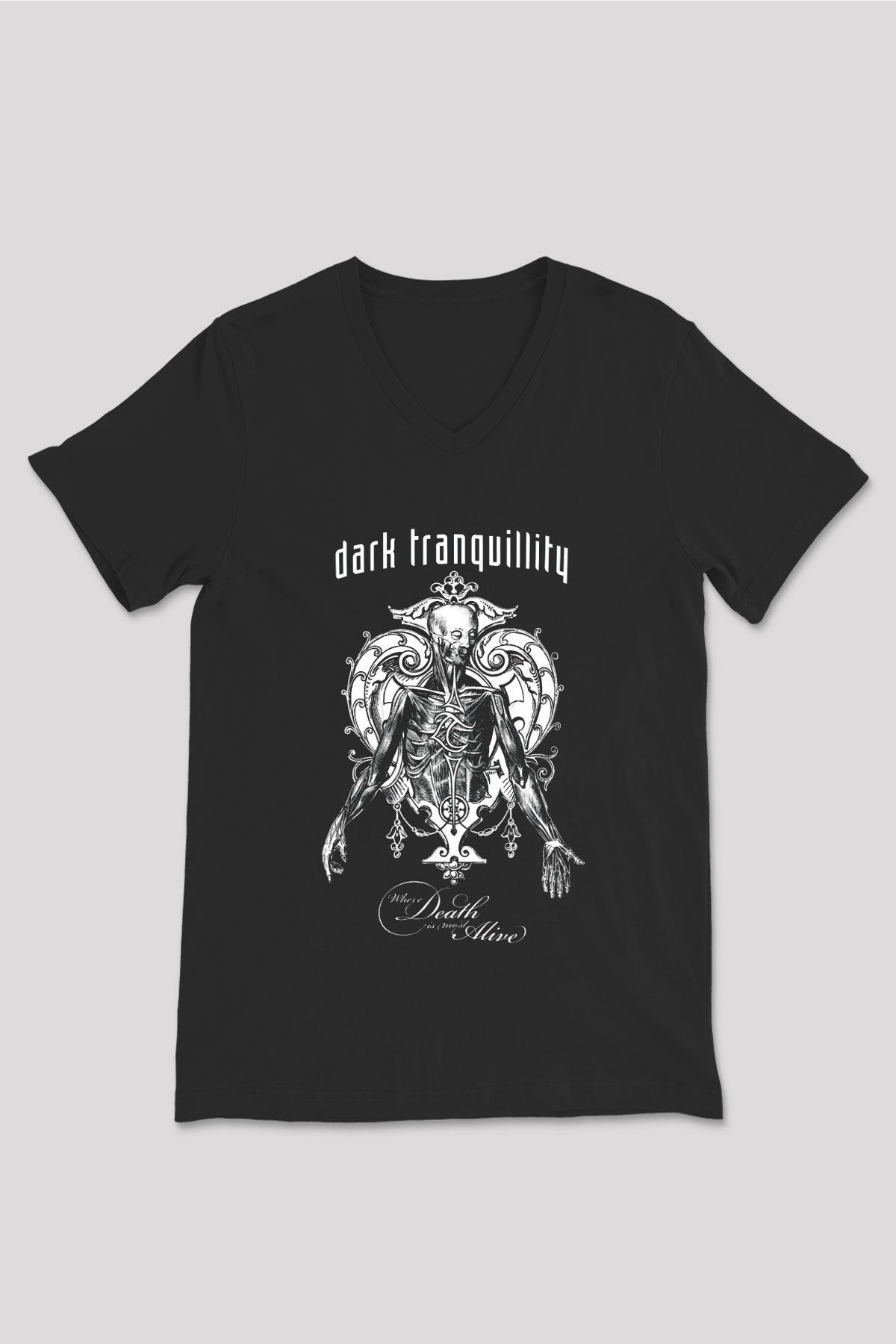 Dark Tranquillity Siyah Unisex V Yaka Tişört T-Shirt