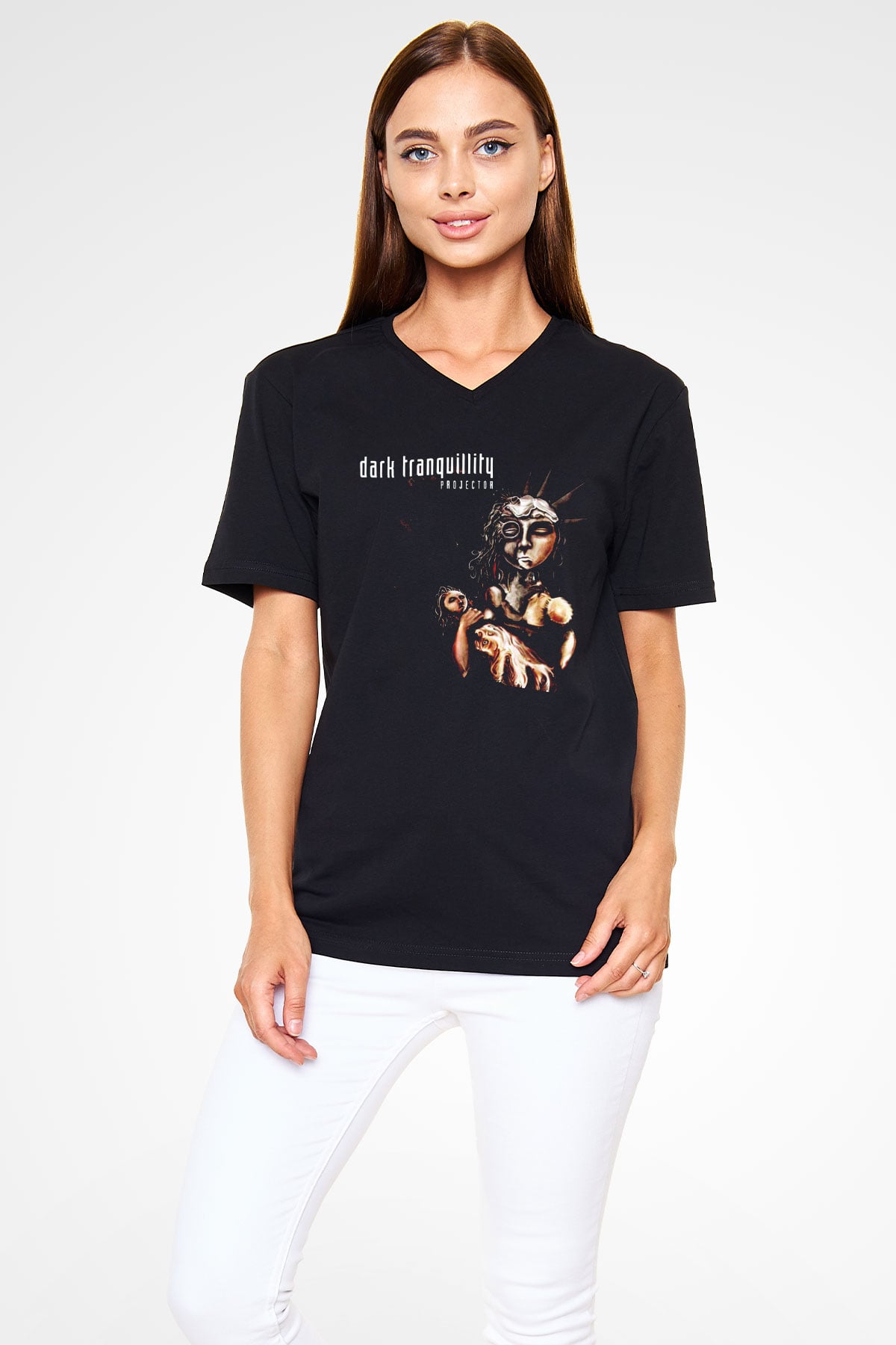 Dark Tranquillity Siyah Unisex V Yaka Tişört