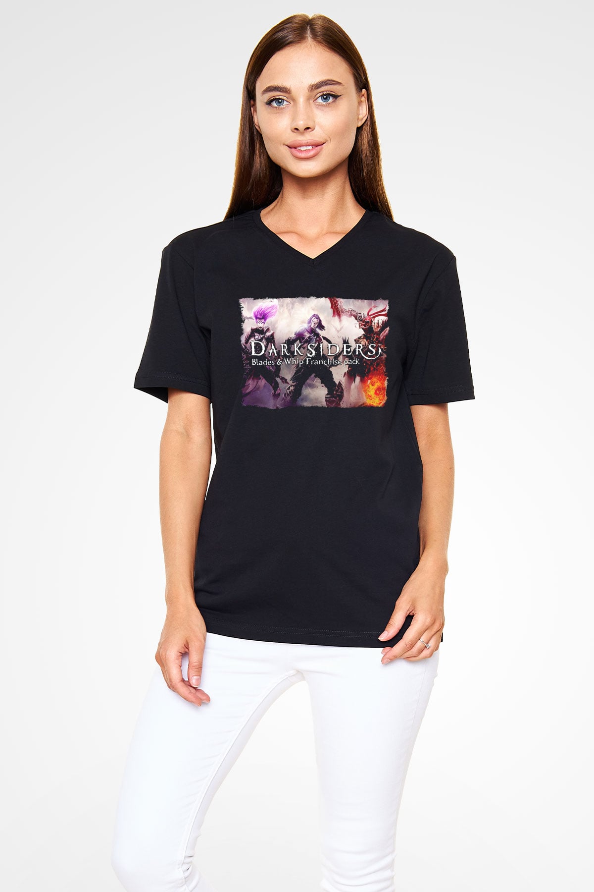 Darksiders Siyah Unisex V Yaka Tişört