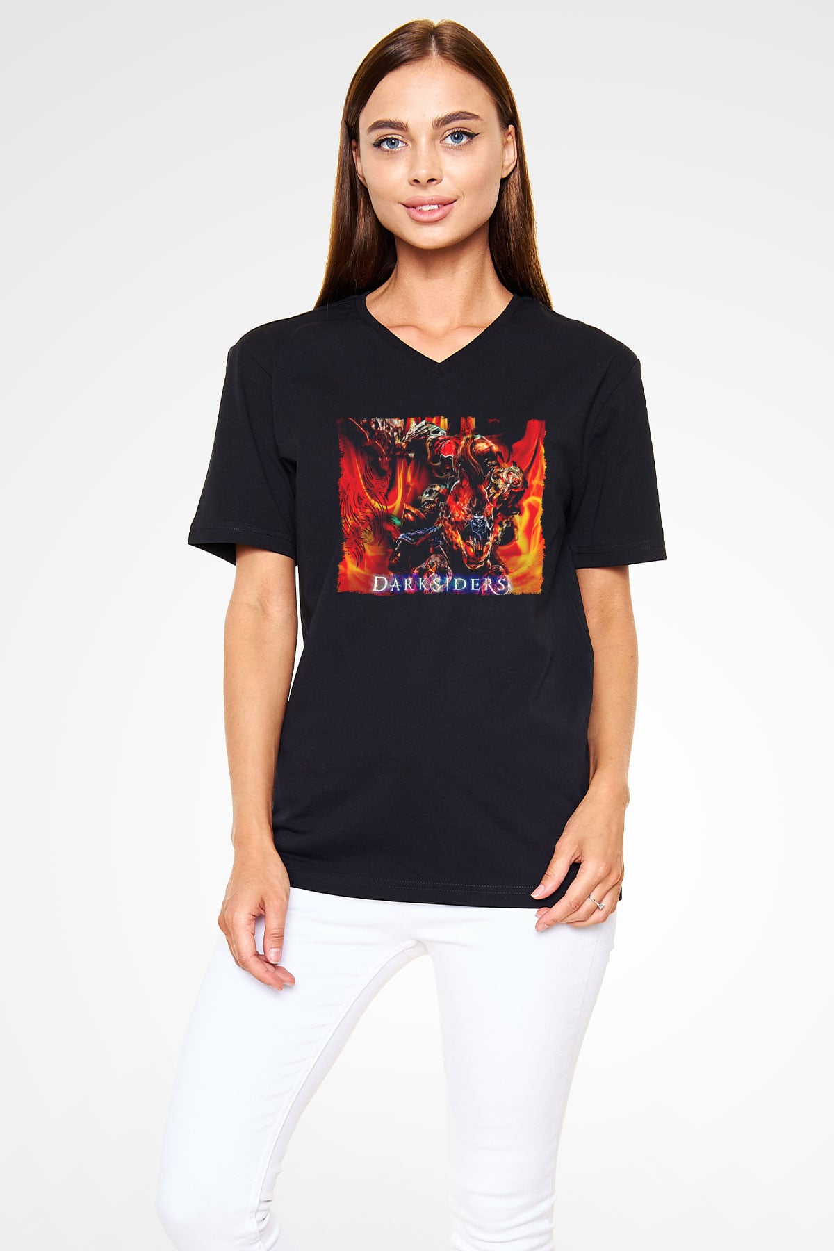 Darksiders Siyah Unisex V Yaka Tişört