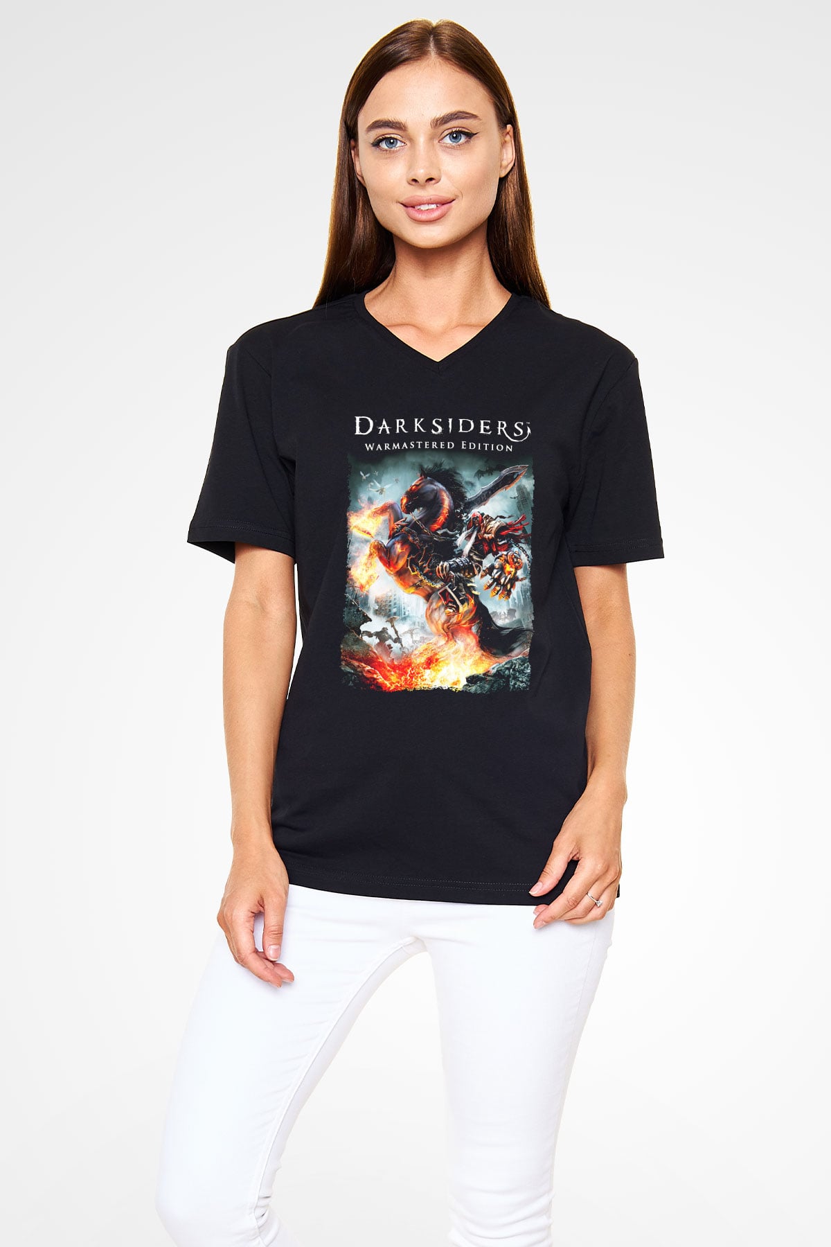 Darksiders Siyah Unisex V Yaka Tişört