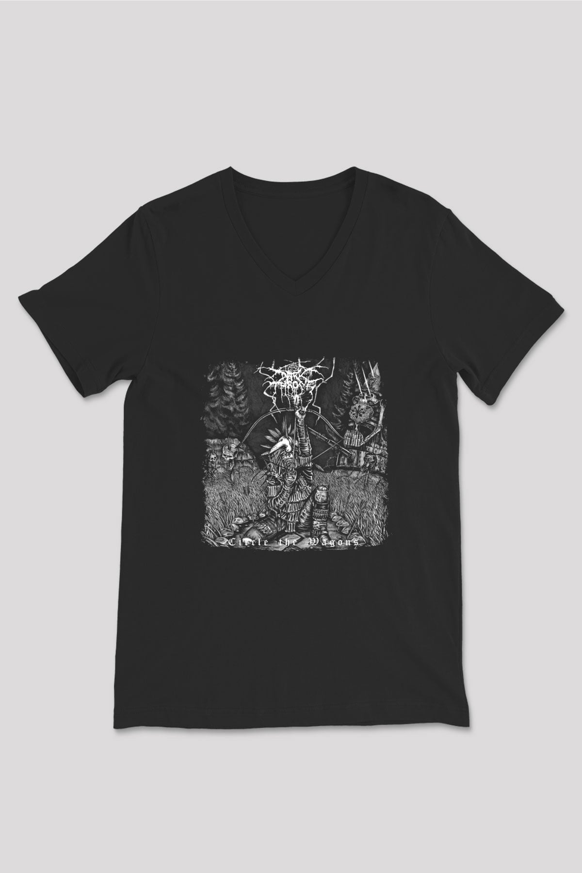 Darkthrone Baskılı Unisex Siyah V Yaka Tişört