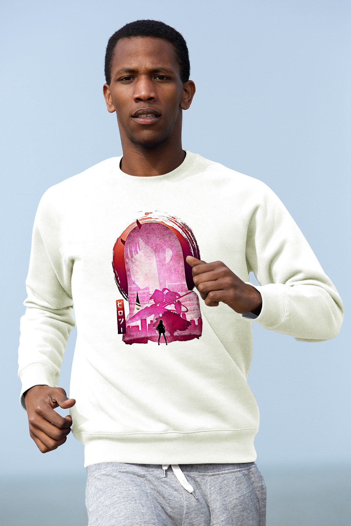 Darling İn The Franxx Baskılı Beyaz Unisex Sweatshirt