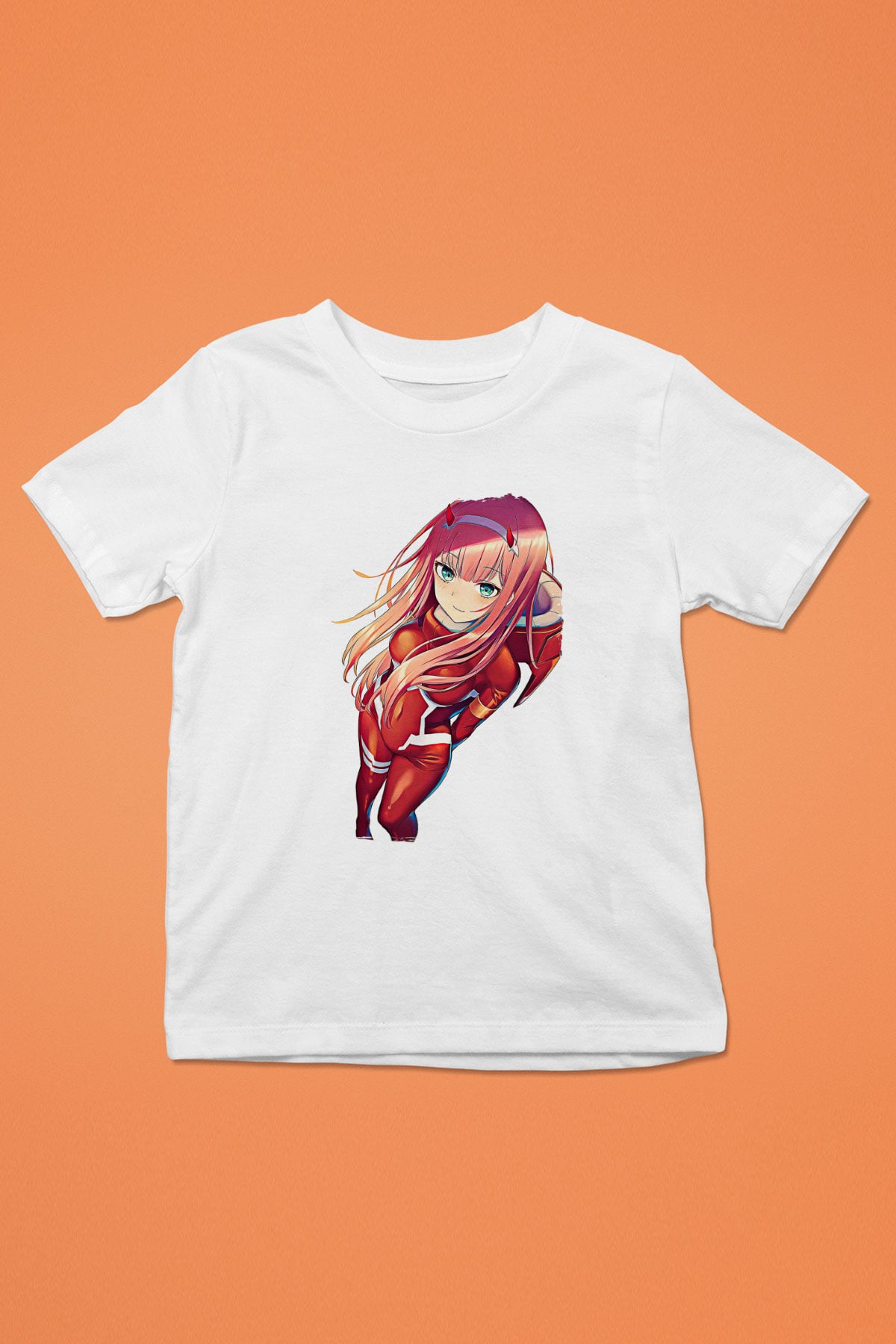 Darling İn The Franxx Baskılı Beyaz Unisex Beyaz Çocuk Tişört - Tshirt