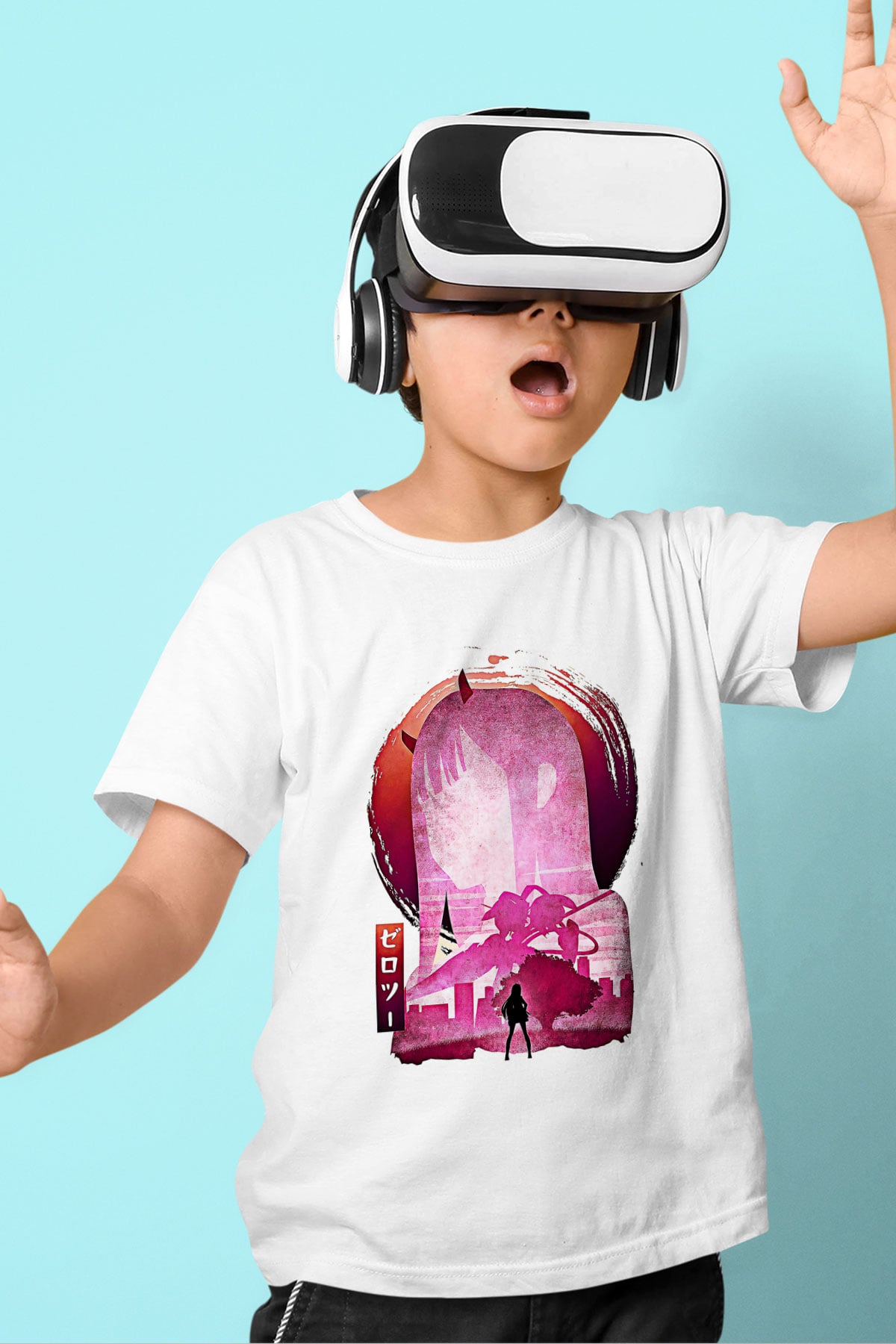 Darling İn The Franxx Baskılı Beyaz Unisex Beyaz Çocuk Tişört - Tshirt