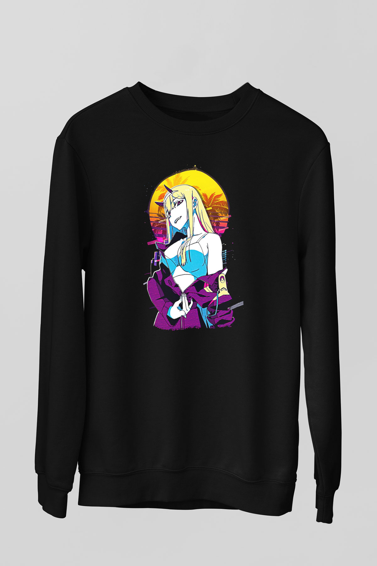 Darling İn The Franxx Baskılı Unisex Siyah Sweatshirt