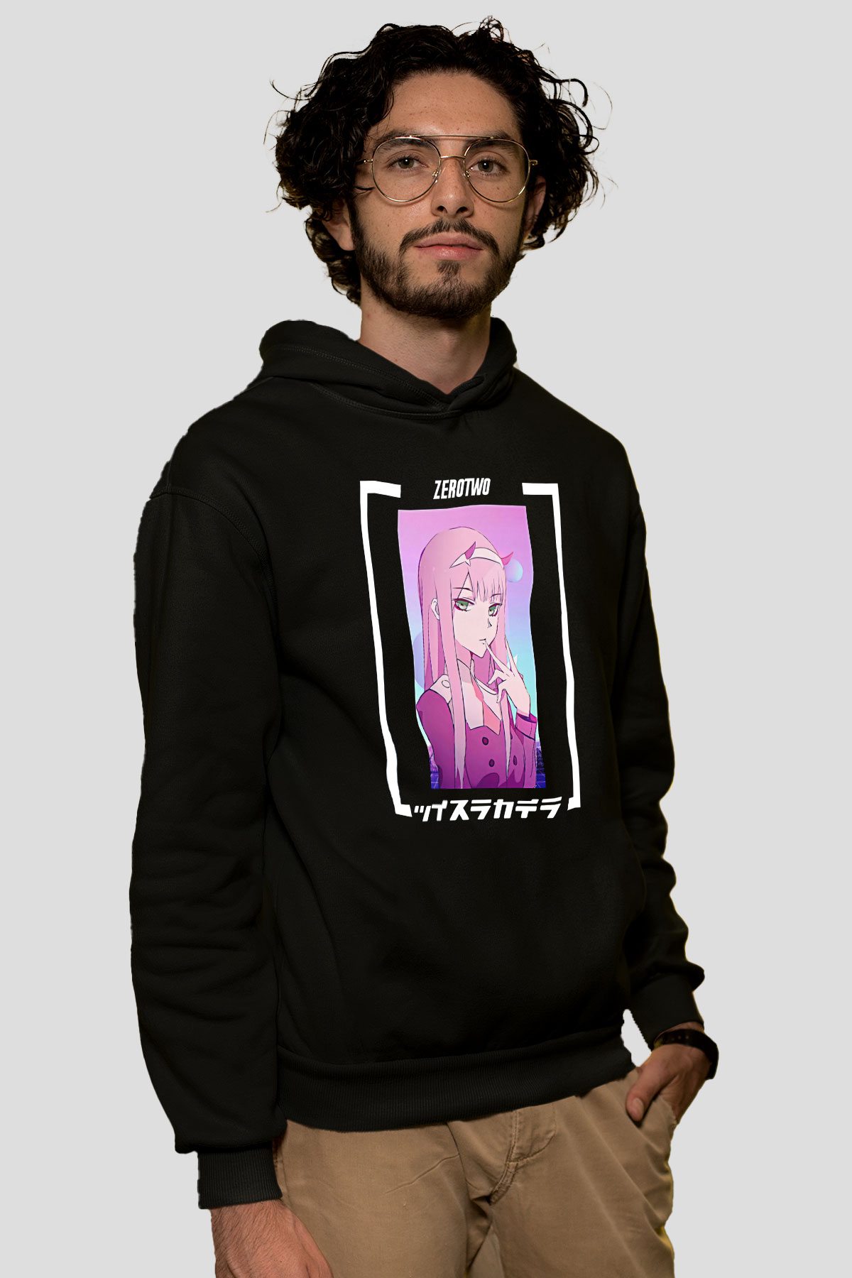 Darling İn The Franxx Baskılı Unisex Siyah Hoodie