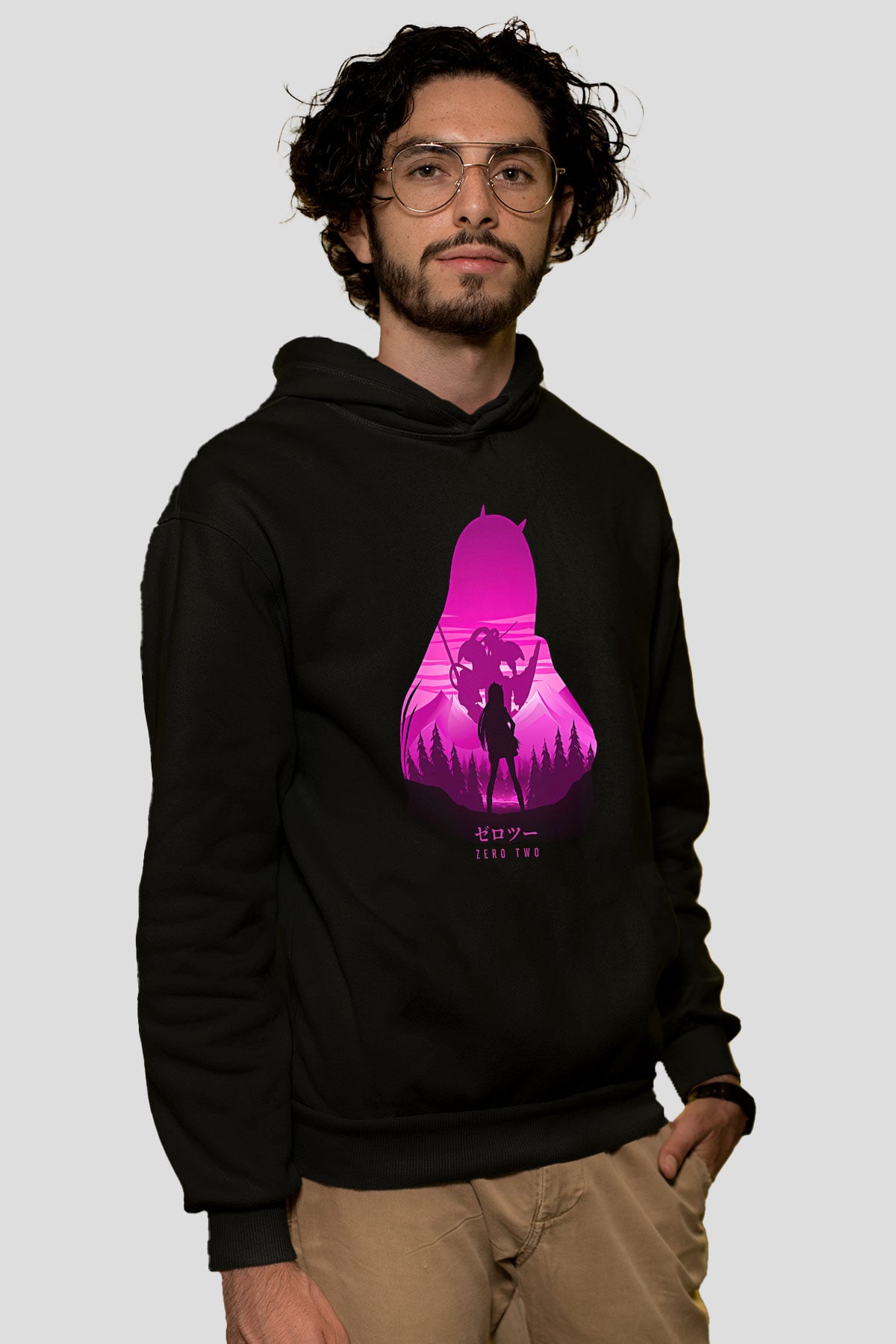 Darling İn The Franxx Baskılı Unisex Siyah Hoodie