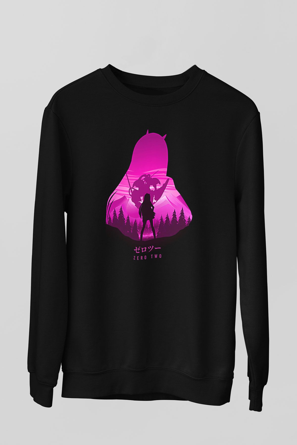 Darling İn The Franxx Baskılı Unisex Siyah Sweatshirt