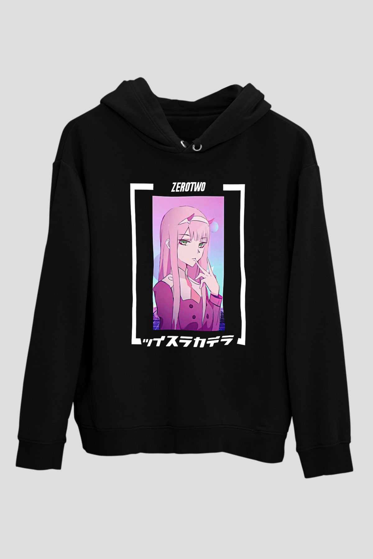 Darling İn The Franxx Baskılı Unisex Siyah Hoodie