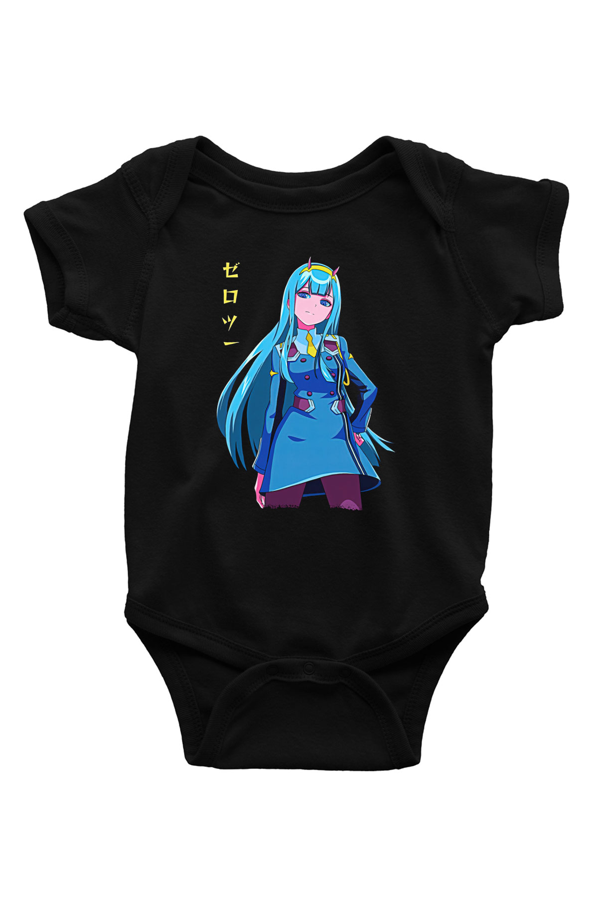 Darling İn The Franxx Baskılı Unisex Siyah Bebek Body - Zıbın