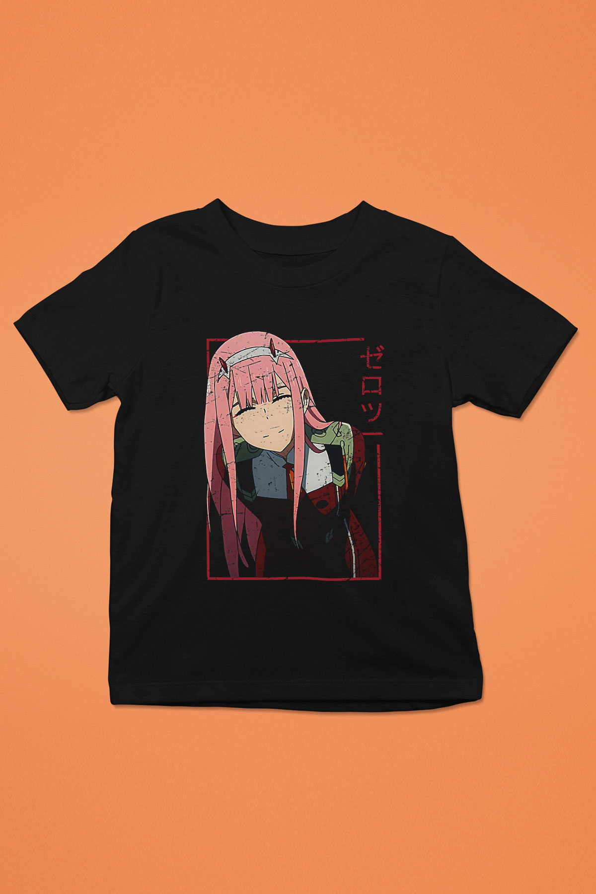 Darling İn The Franxx Baskılı Unisex Siyah Çocuk Tişört - Tshirt