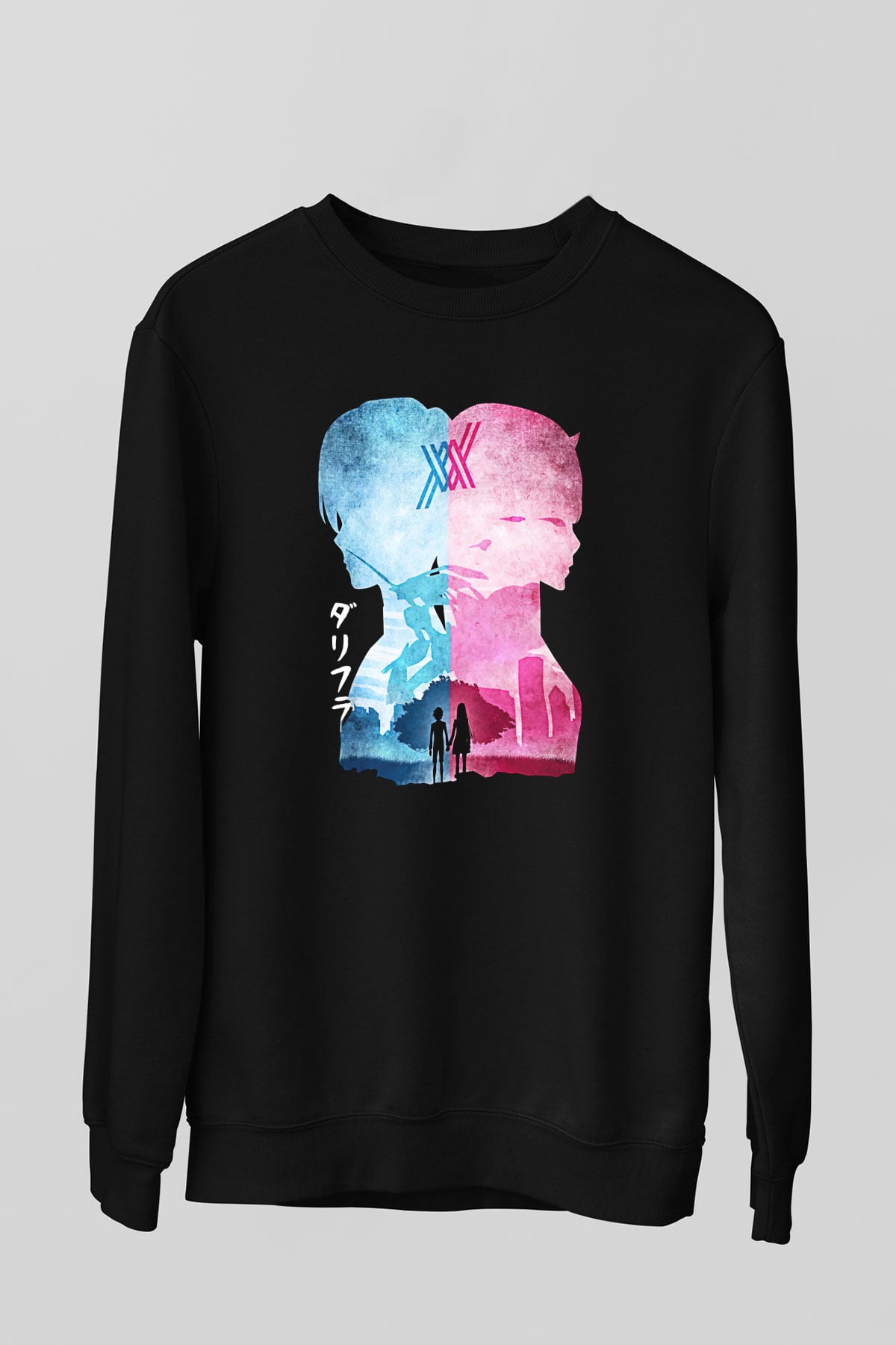 Darling İn The Franxx Baskılı Unisex Siyah Sweatshirt