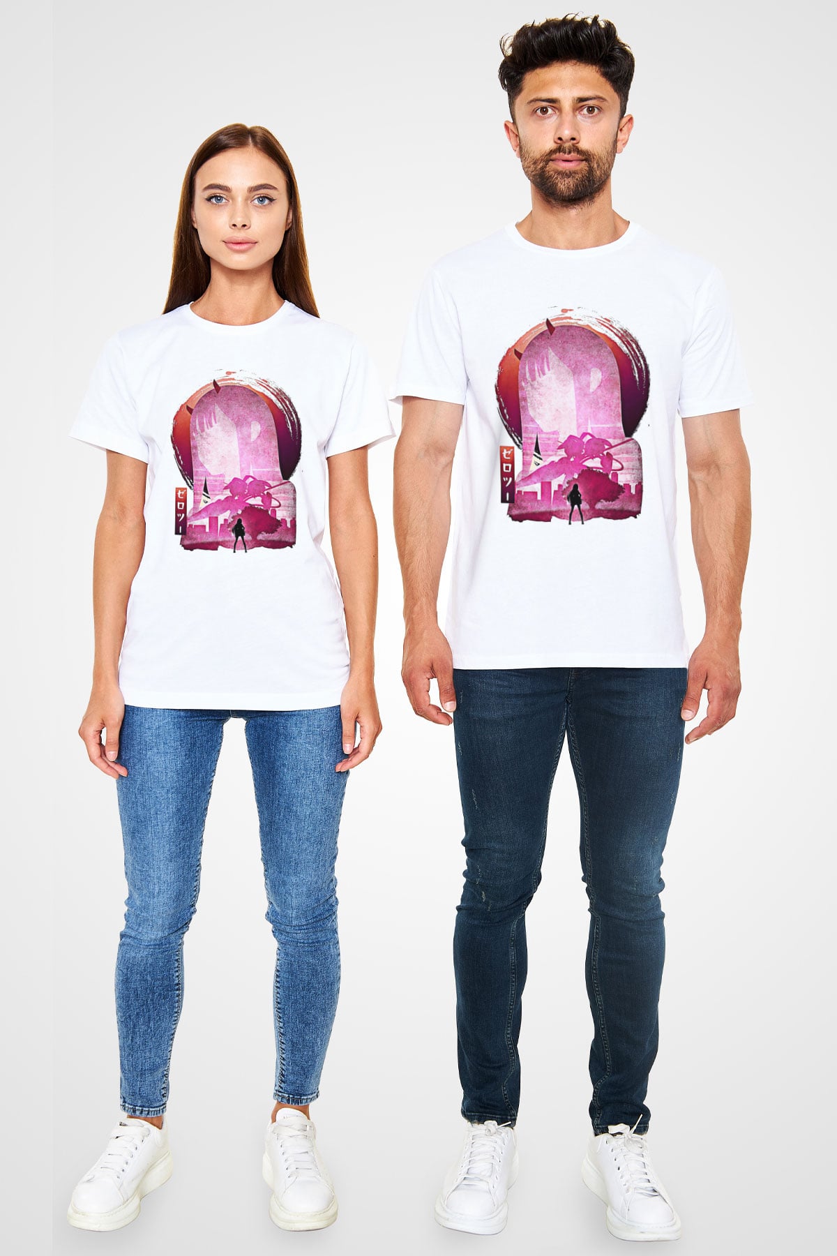 Darling İn The Franxx Unisex Baskılı Beyaz Tişört - Tshirt