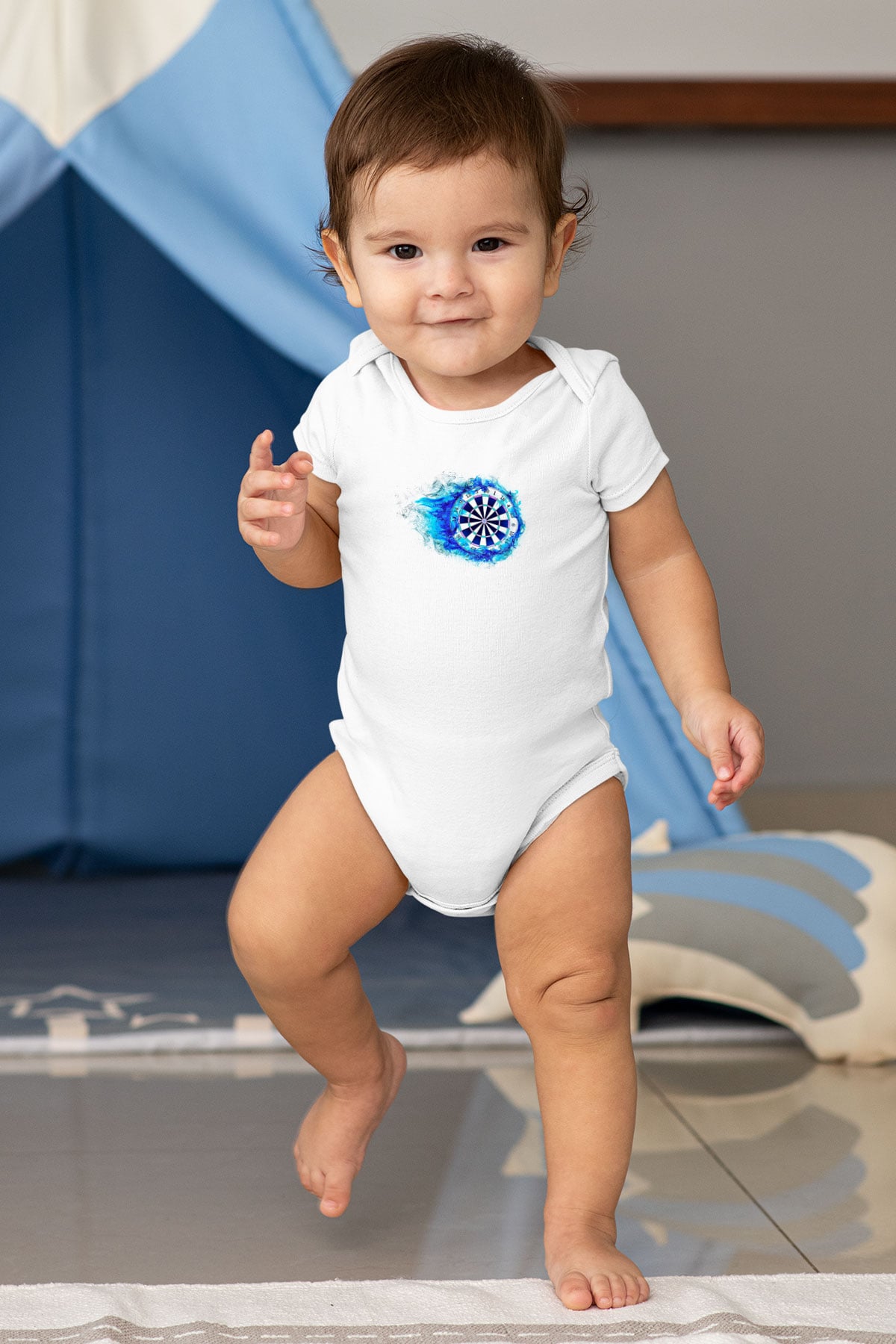 Dart Baskılı Beyaz Bebek Body - Zıbın