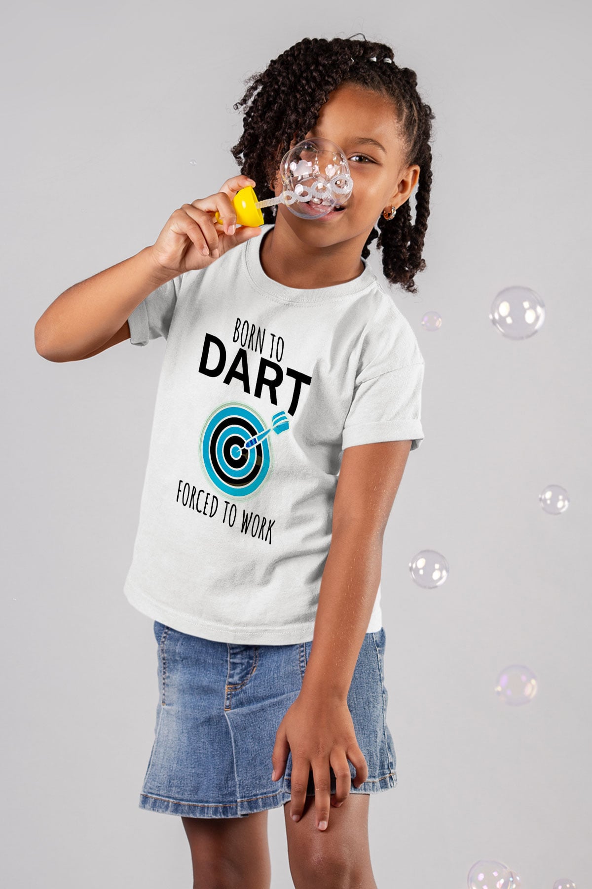Dart Baskılı Unisex Beyaz Çocuk Tişört - Tshirt