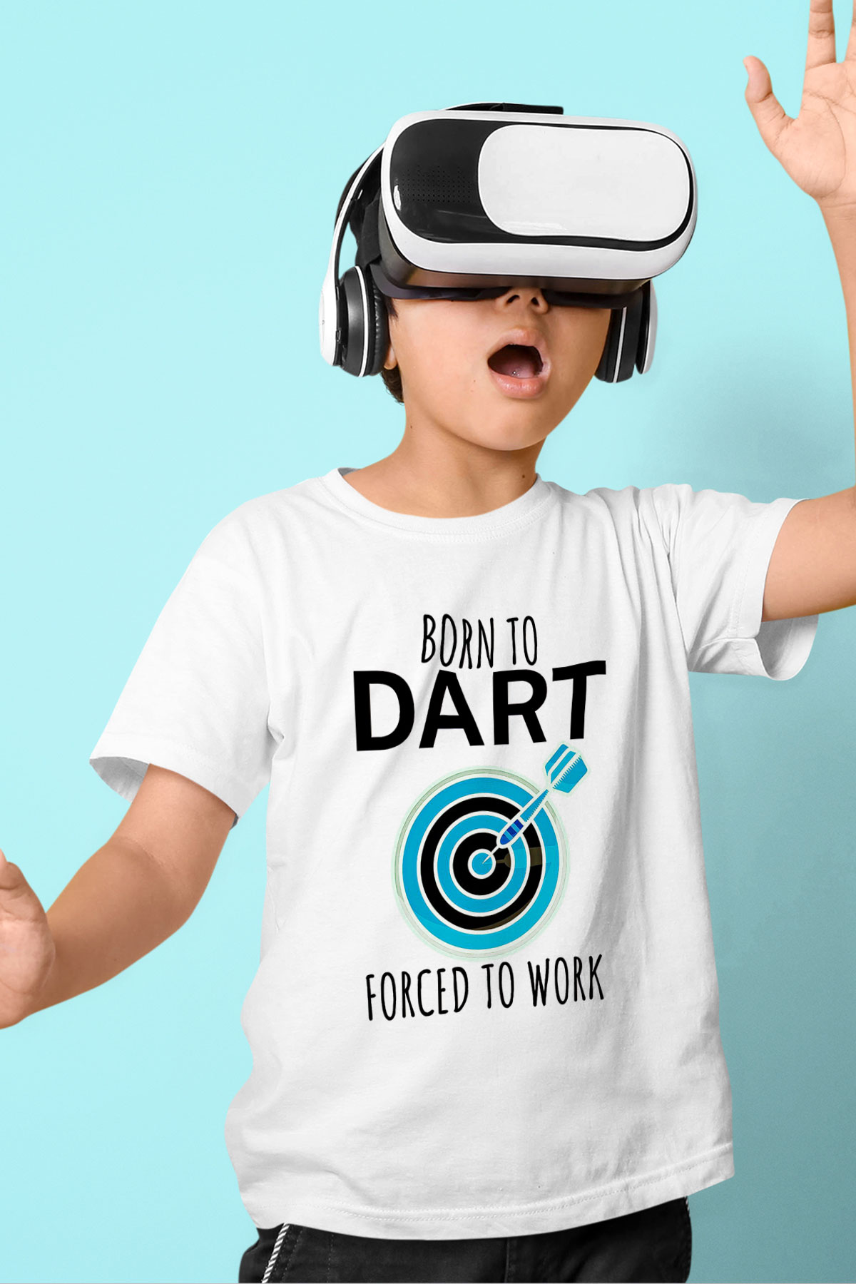 Dart Baskılı Unisex Beyaz Çocuk Tişört - Tshirt