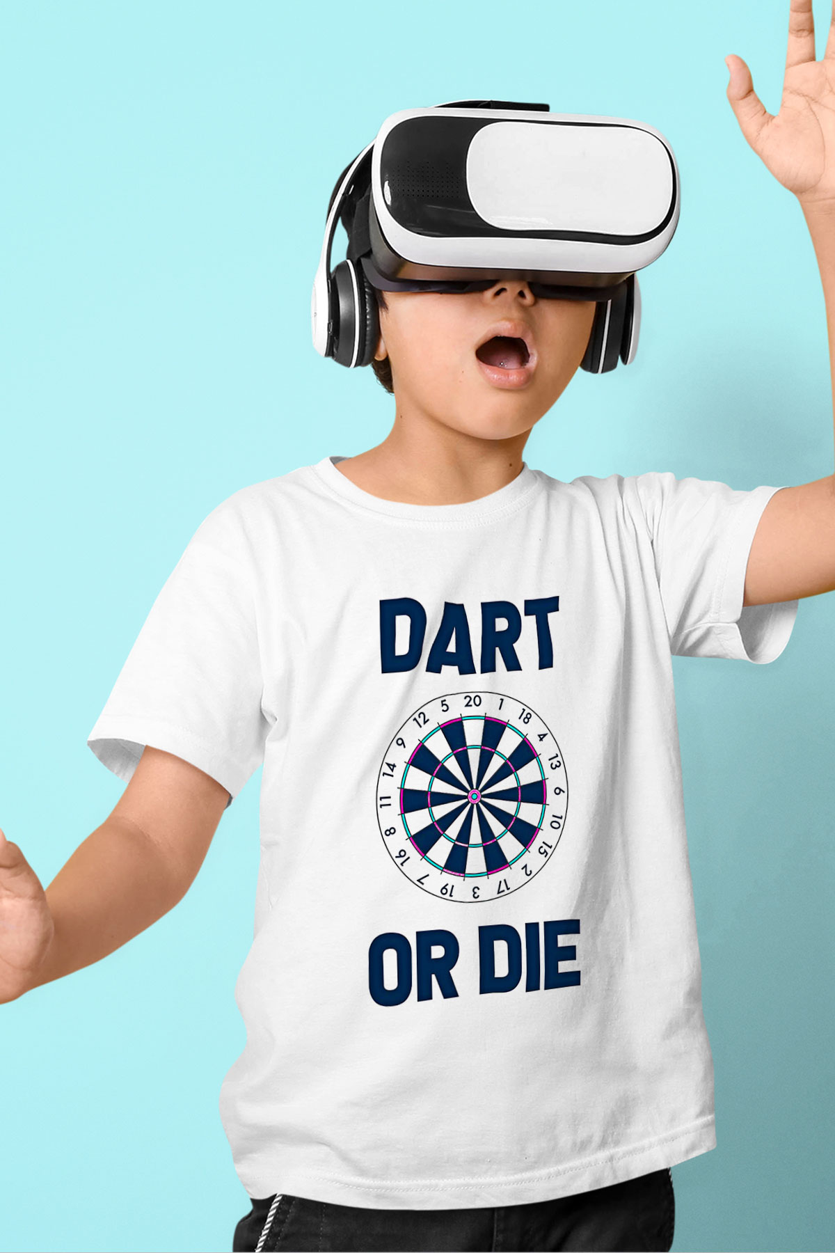 Dart Baskılı Unisex Beyaz Çocuk Tişört - Tshirt