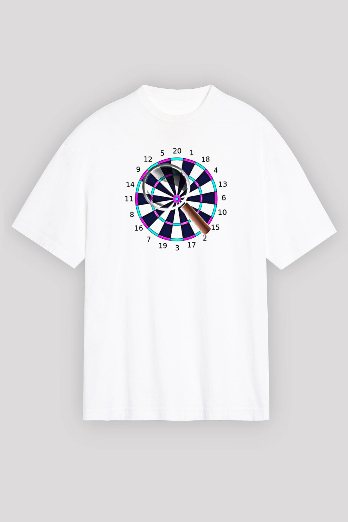 Dart Baskılı Unisex Beyaz Oversize Tişört - Tshirt