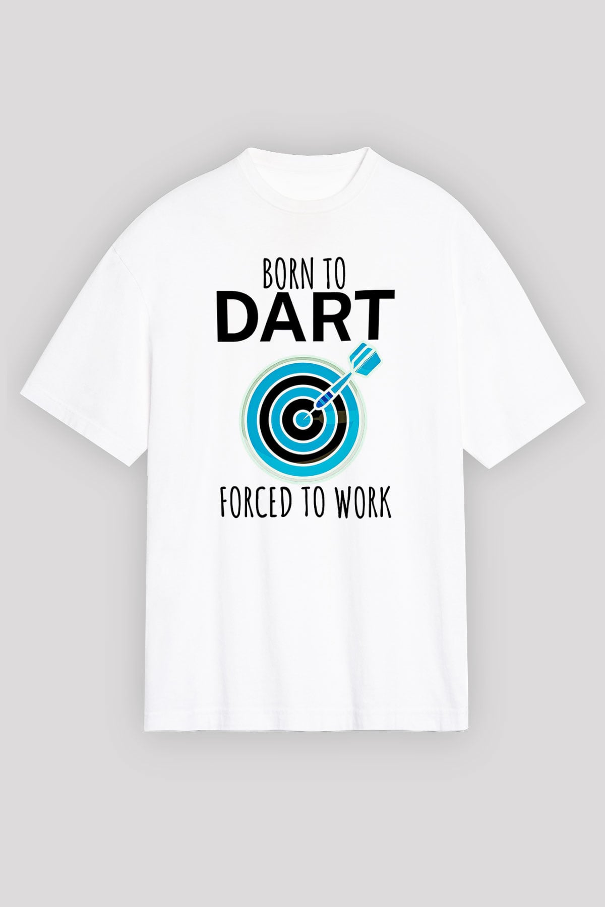 Dart Baskılı Unisex Beyaz Oversize Tişört - Tshirt