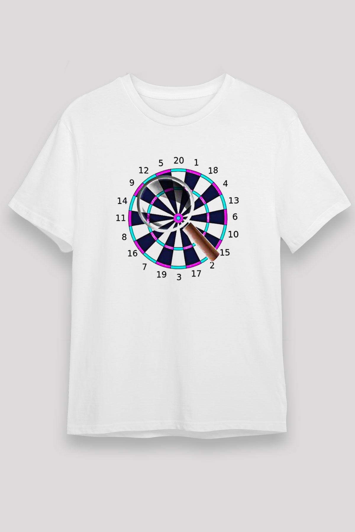 Dart Baskılı Unisex Beyaz Tişört - Tshirt