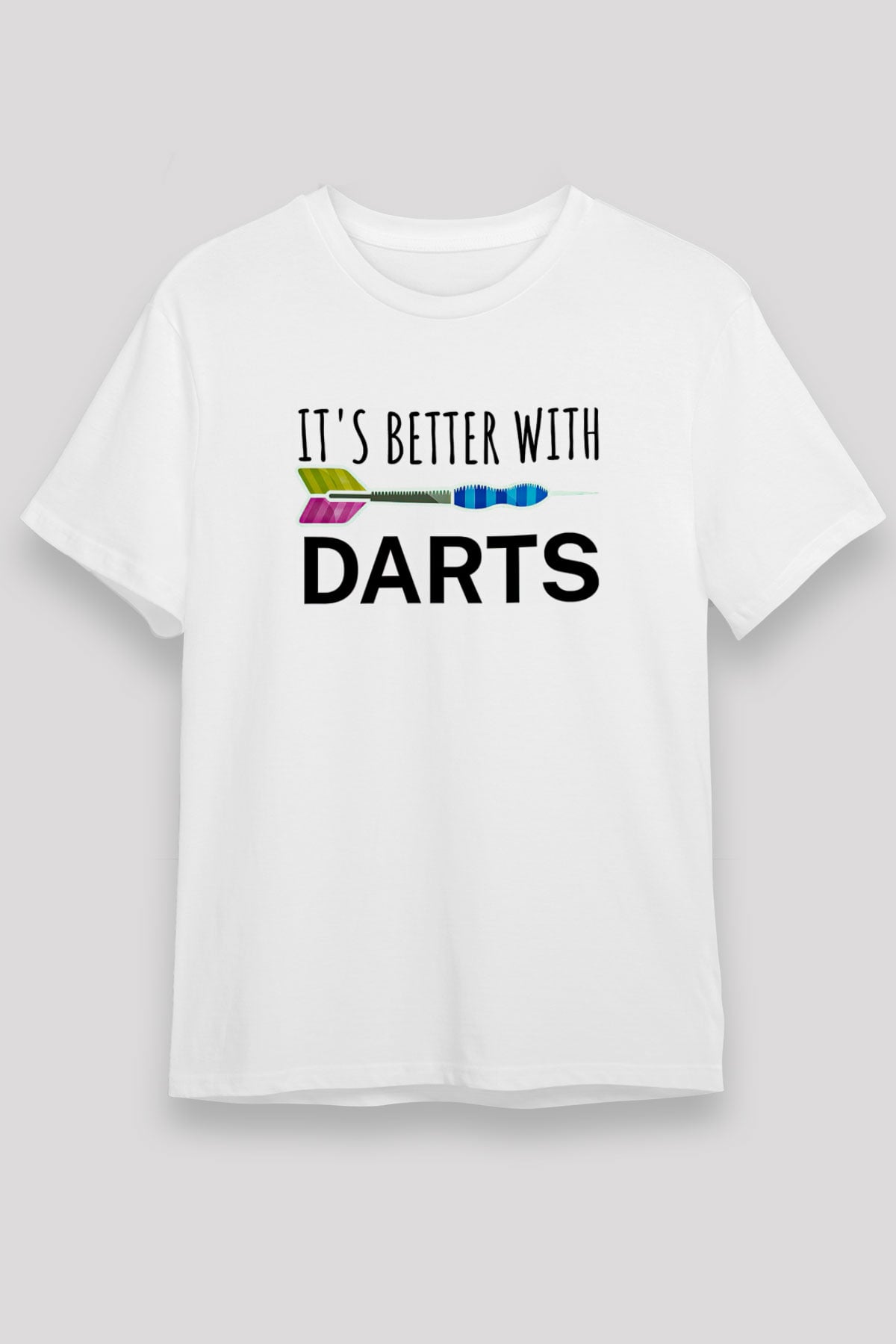 Dart Baskılı Unisex Beyaz Tişört - Tshirt