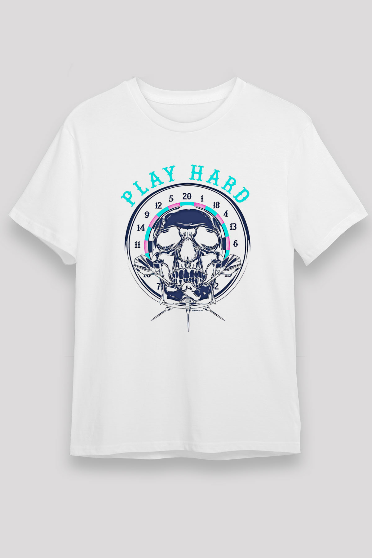 Dart Baskılı Unisex Beyaz Tişört - Tshirt