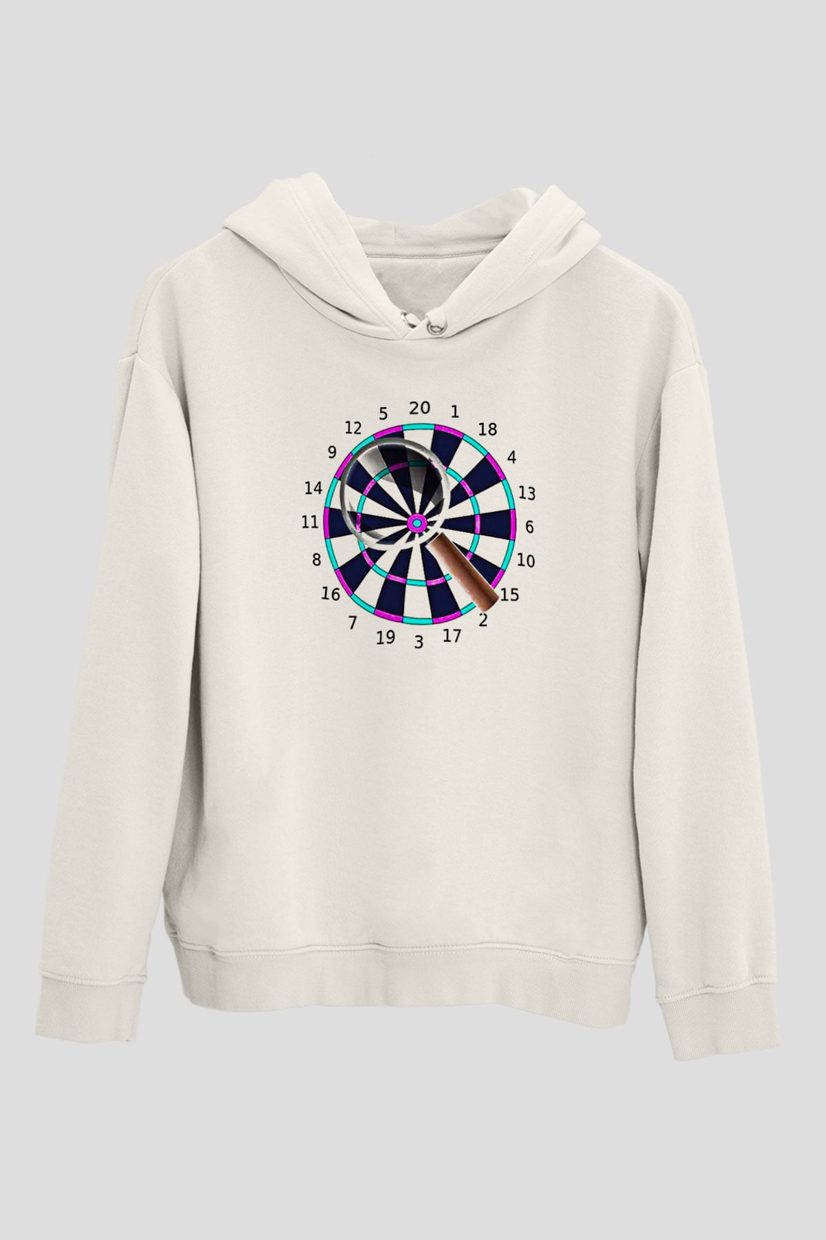 Dart Baskılı Unisex Ekru Hoodie