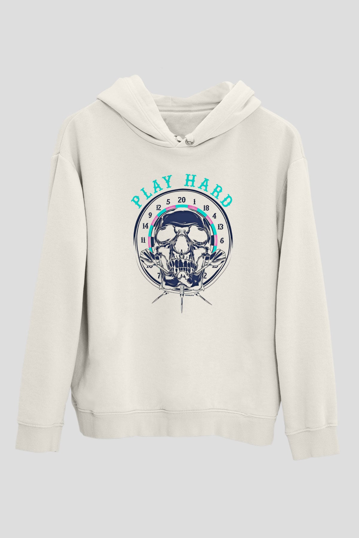 Dart Baskılı Unisex Ekru Hoodie