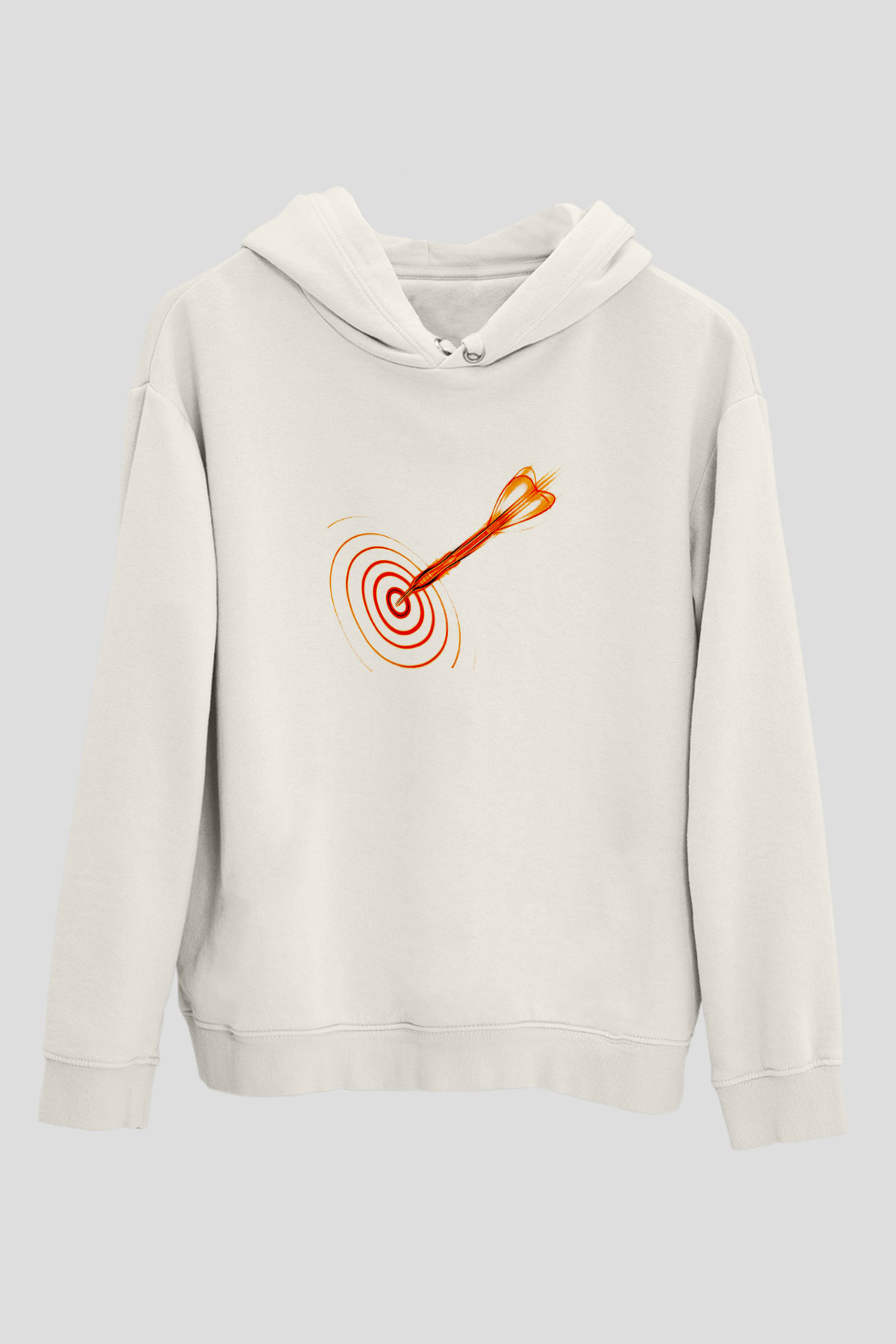 Dart Baskılı Unisex Ekru Hoodie