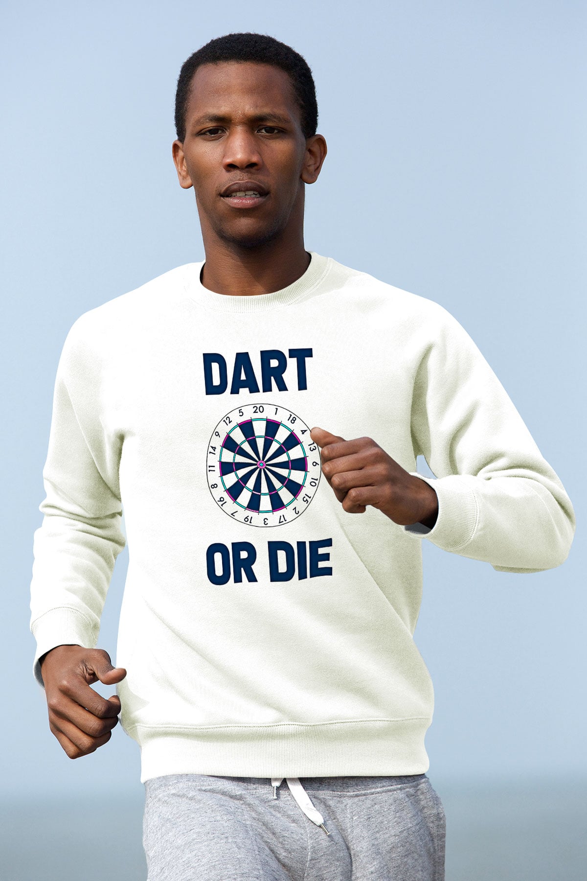 Dart Baskılı Unisex Ekru Sweatshirt