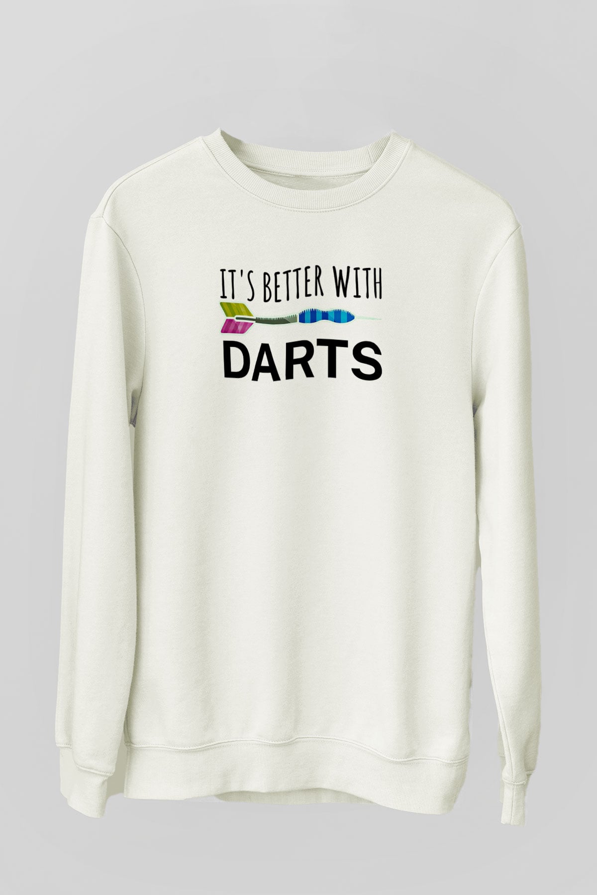 Dart Baskılı Unisex Ekru Sweatshirt