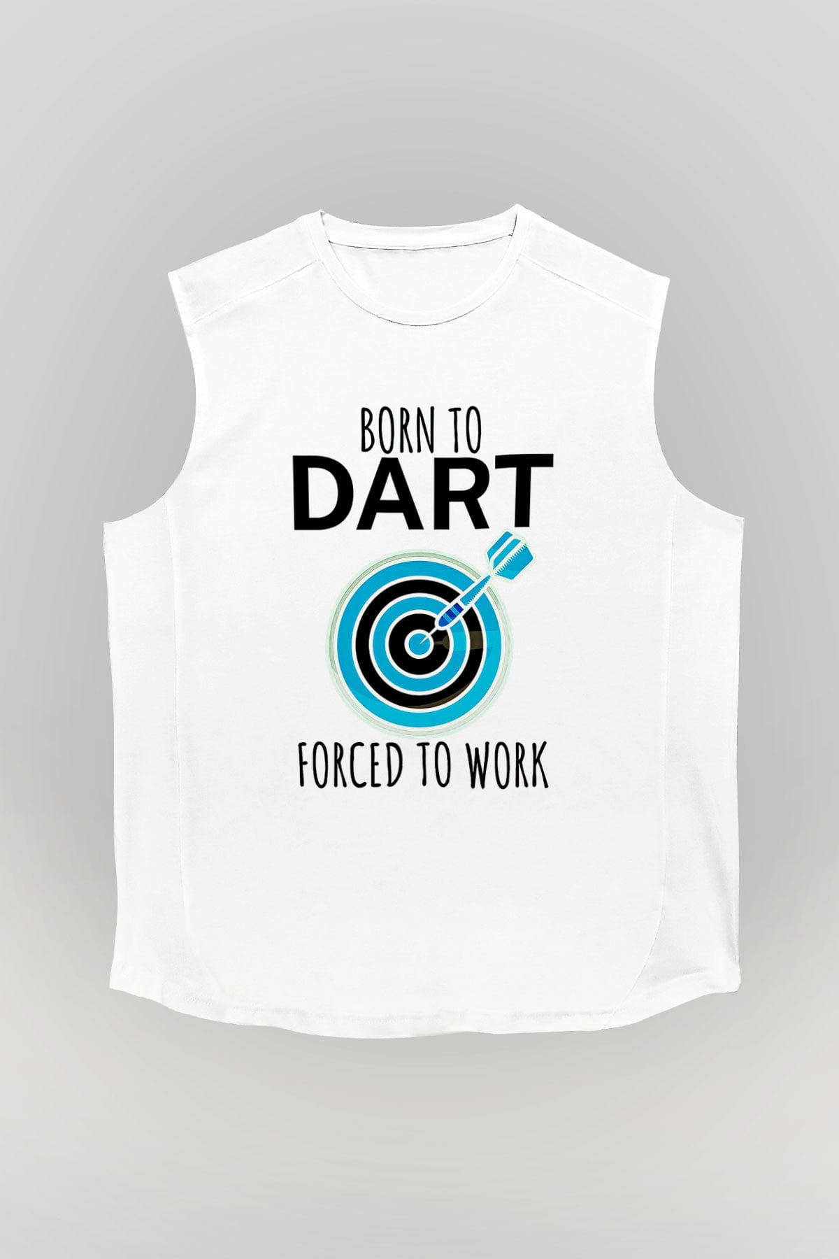 Dart Baskılı Unisex Kolsuz Beyaz Tişört