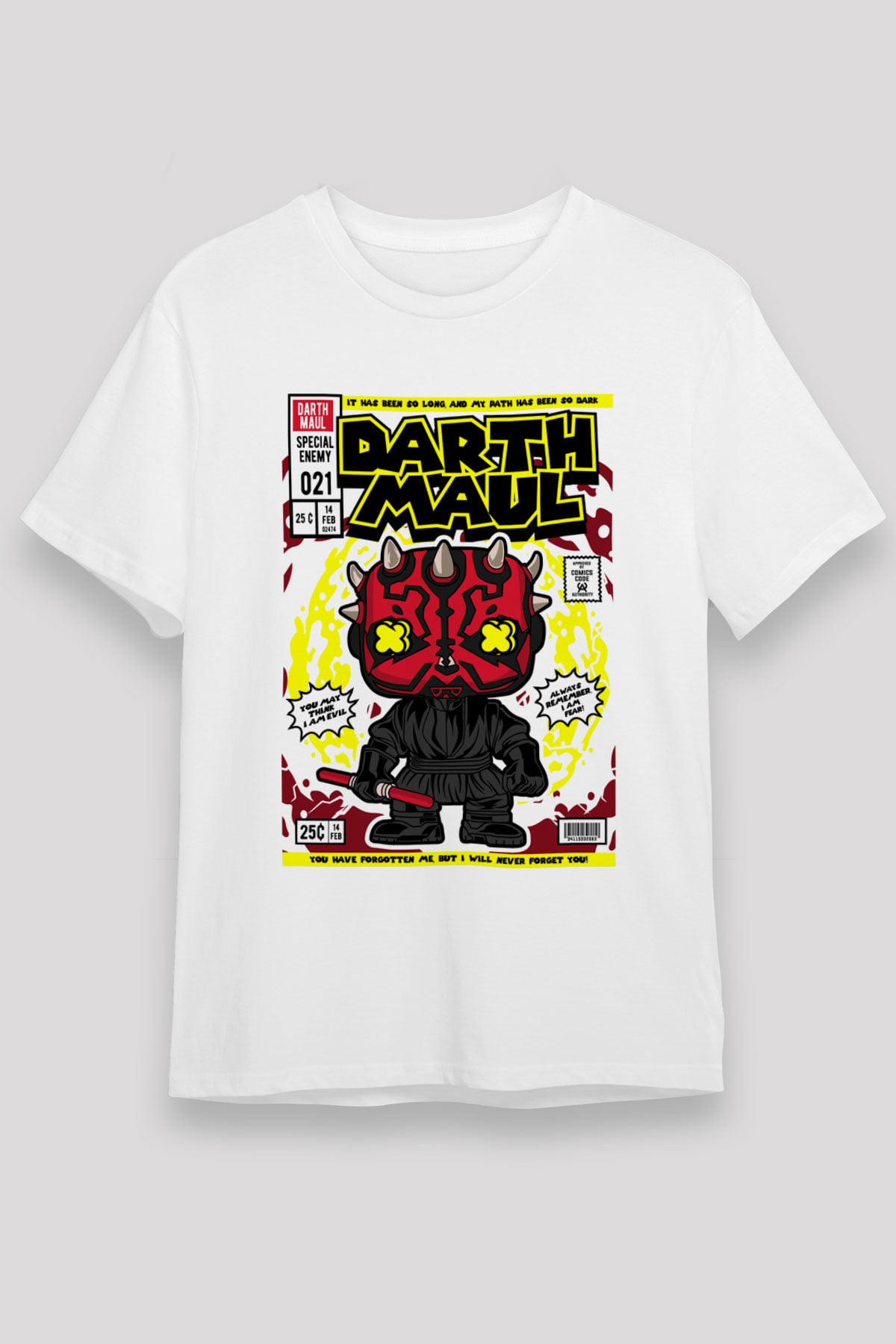 Darth Maul Baskılı Unisex Beyaz Tişört