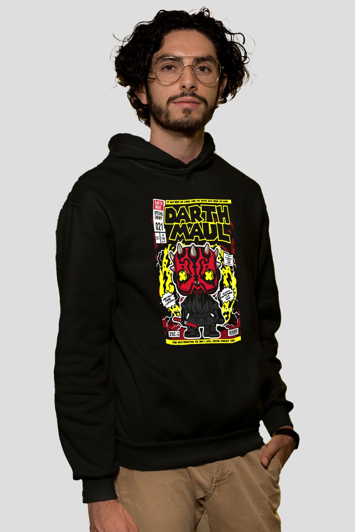 Darth Maul Baskılı Unisex Siyah Hoodie