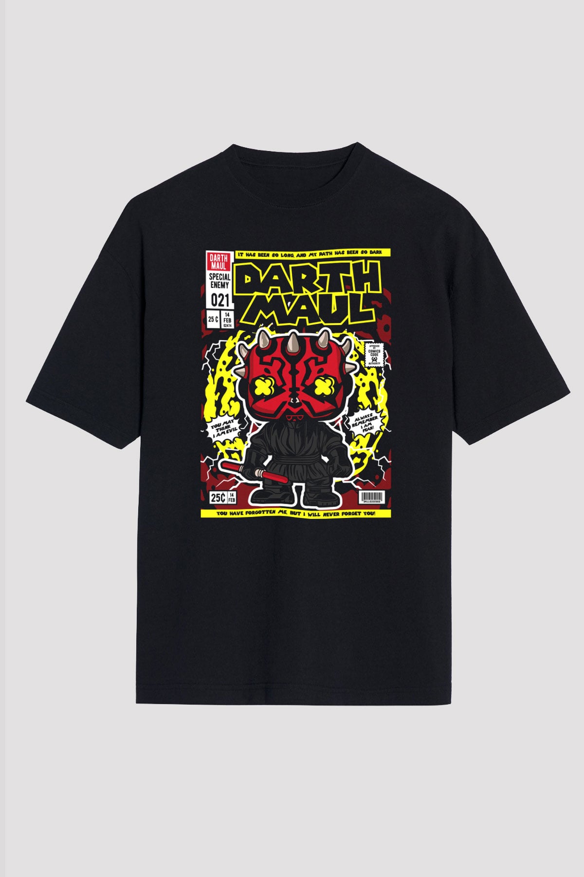 Darth Maul Baskılı Unisex Siyah Oversize Tişört