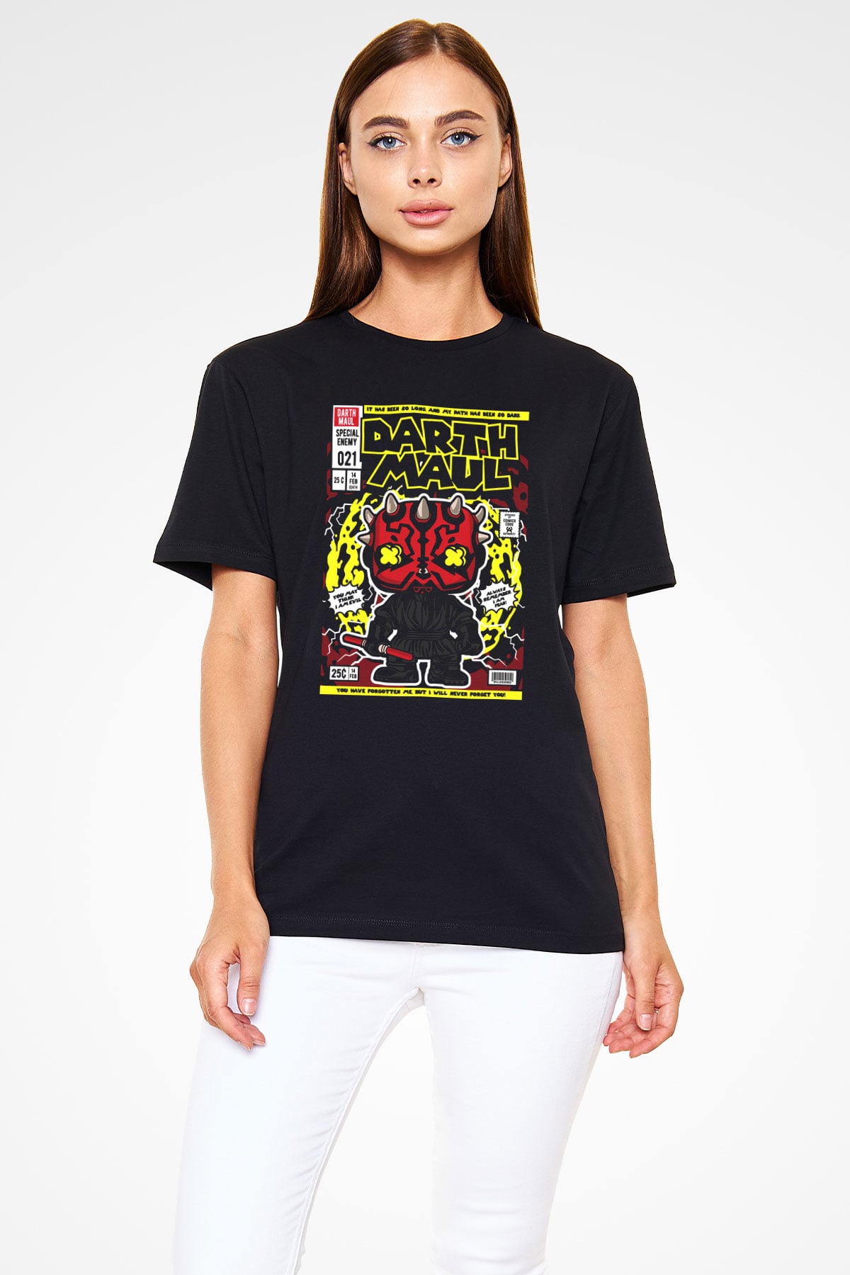 Darth Maul Baskılı Unisex Siyah Tişört