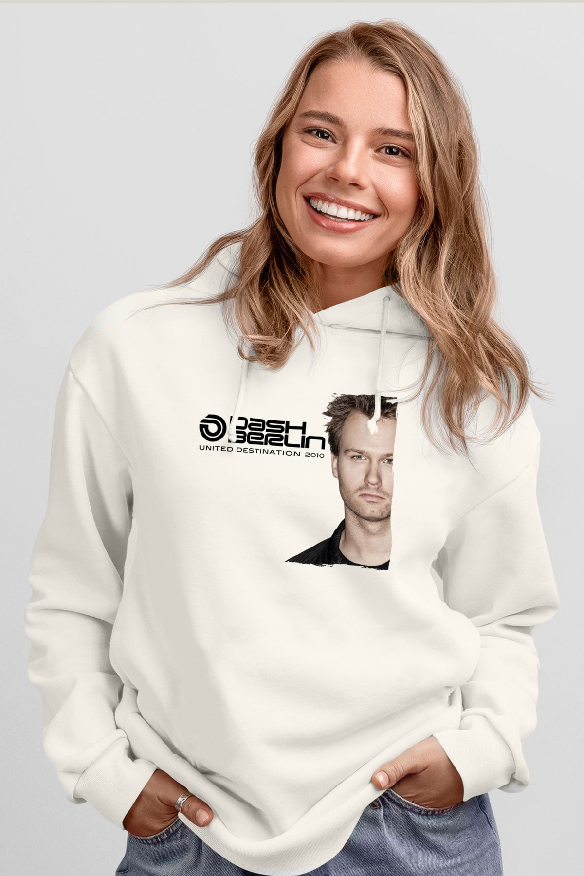 Dash Berlin Beyaz Unisex Kapüşonlu Sweatshirt