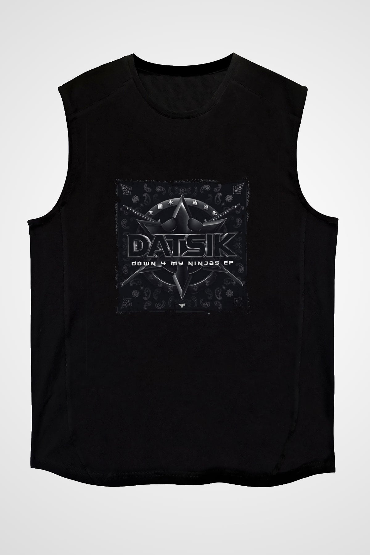 Datsik Baskılı Unisex Siyah Kolsuz Tişört