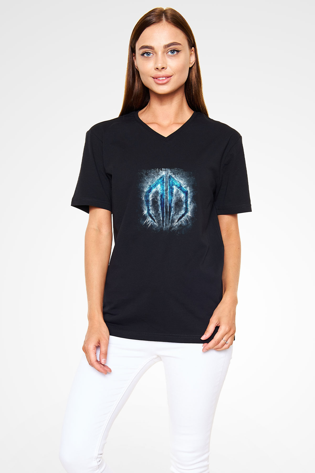 Datsik Baskılı Unisex Siyah V Yaka Tişört