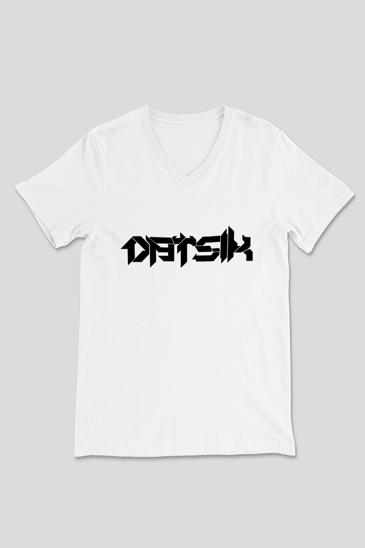 Datsik Beyaz Unisex V Yaka Tişört